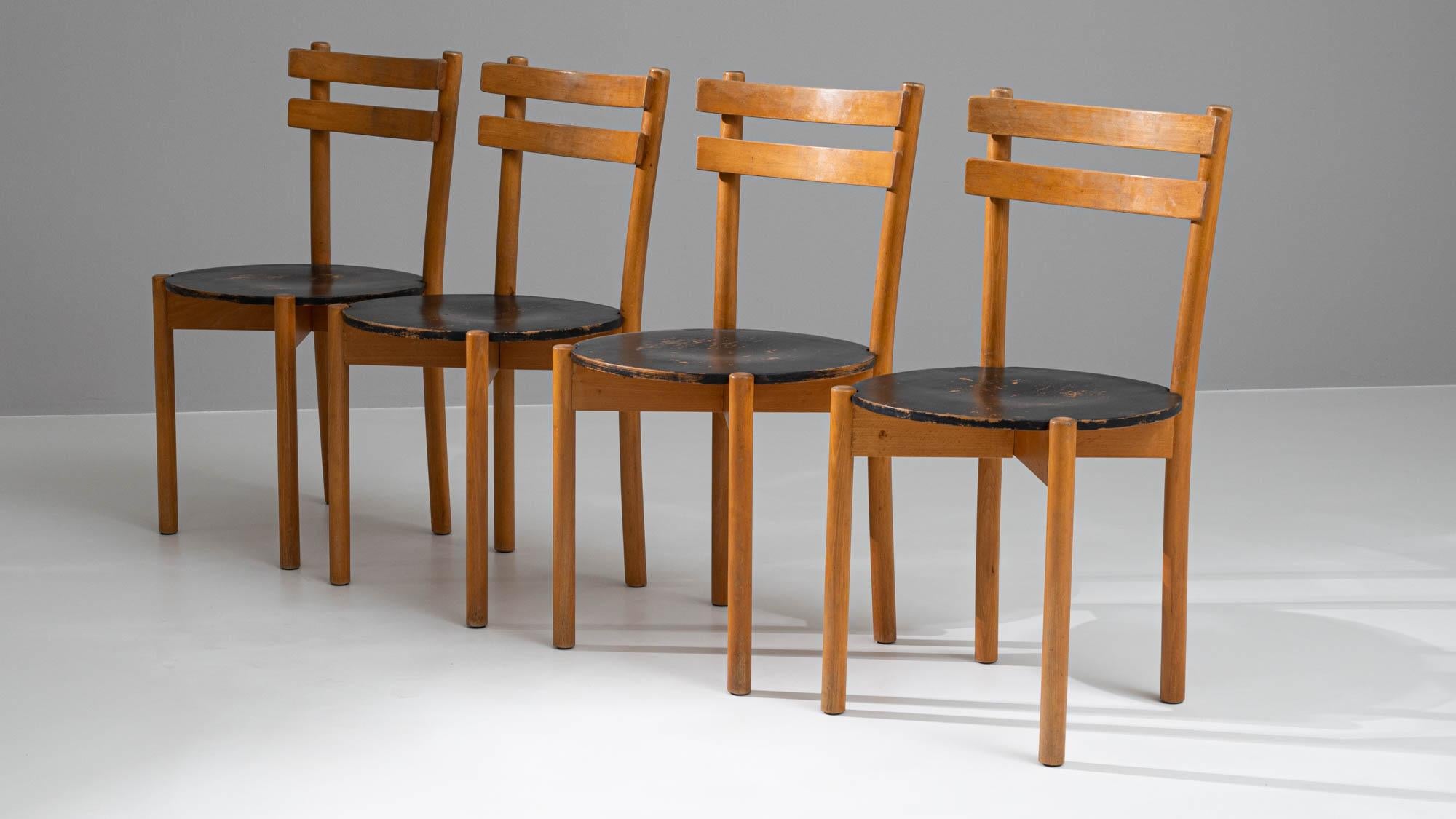 20th Century German EKA Wohnmöbel Wooden Dining Chairs, Set of 4 For Sale 6
