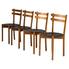 Vintage 20th Century German EKA Wohnmöbel Wooden Dining Chairs, Set of 4