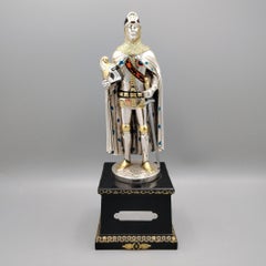 20th Century German Enamelled Sterling Silver Armour on Wood Decorated Base
