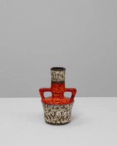 20th Century German Fat Lava Vase with Textured Red and Black Glaze
