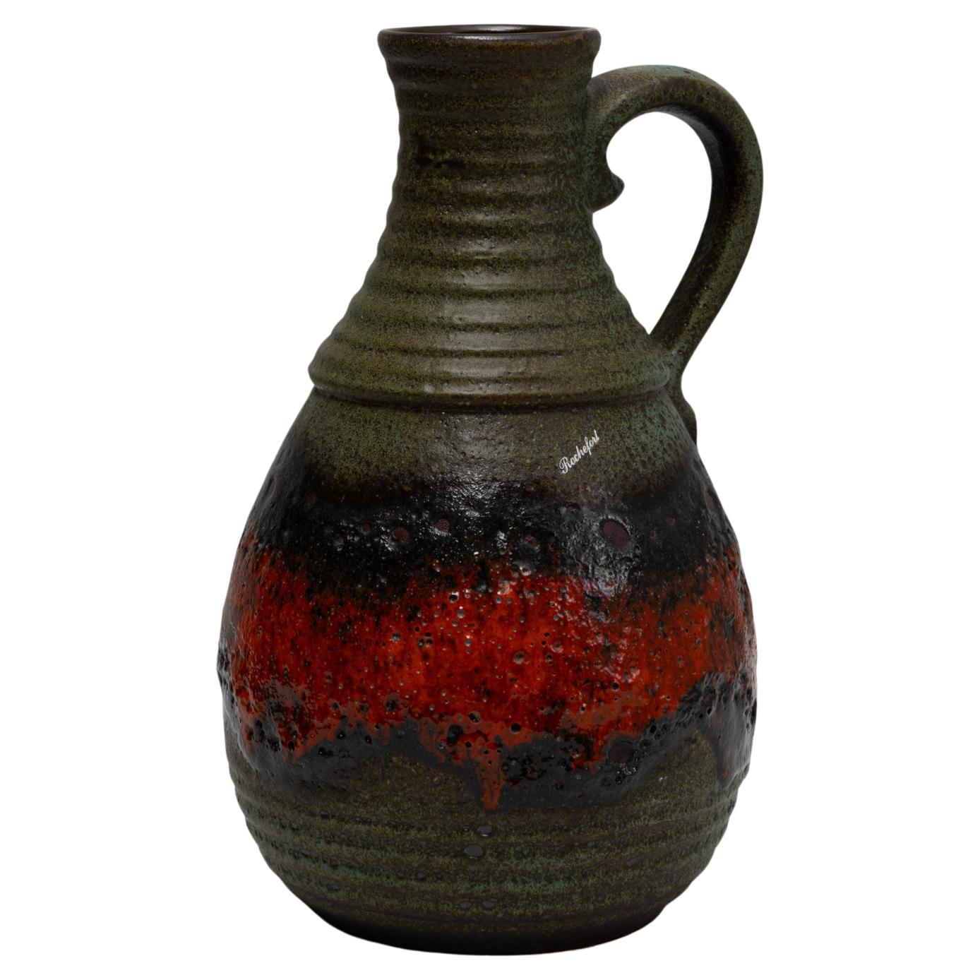 Brocca in ceramica tedesca del XX secolo con lava grassa della Germania occidentale