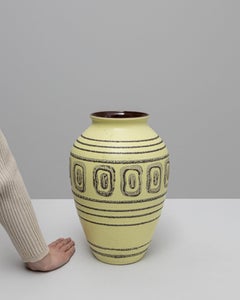 20th Century German Glazed Ceramic Vase, Antique Decor, 11\" Diameter