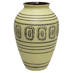20th Century German Glazed Ceramic Vase, Antique Decor, 11\" Diameter