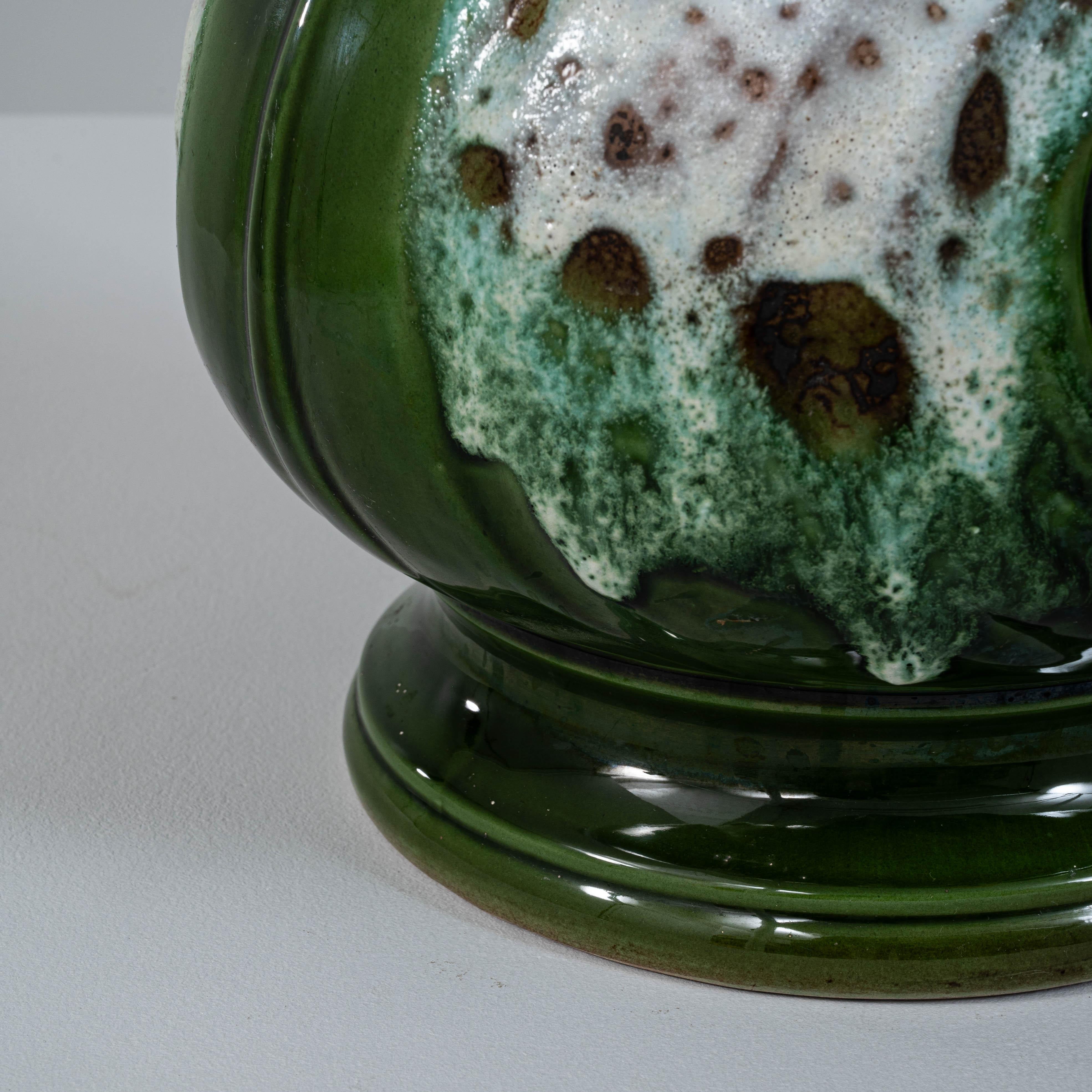 20th Century German Green Fat Lava Glazed Ceramic Table Lamp For Sale 9