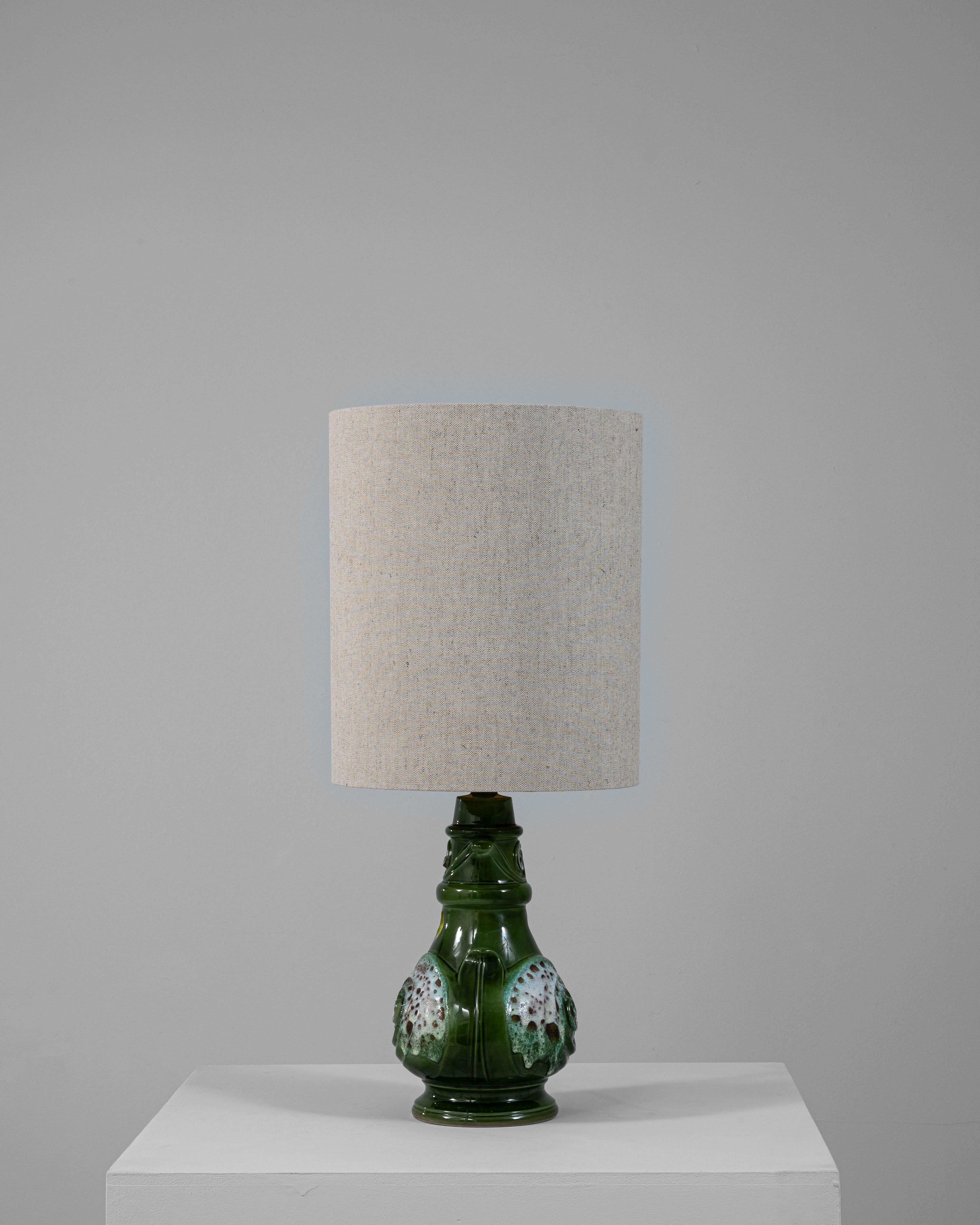 20th Century German Green Fat Lava Glazed Ceramic Table Lamp In Good Condition For Sale In High Point, NC