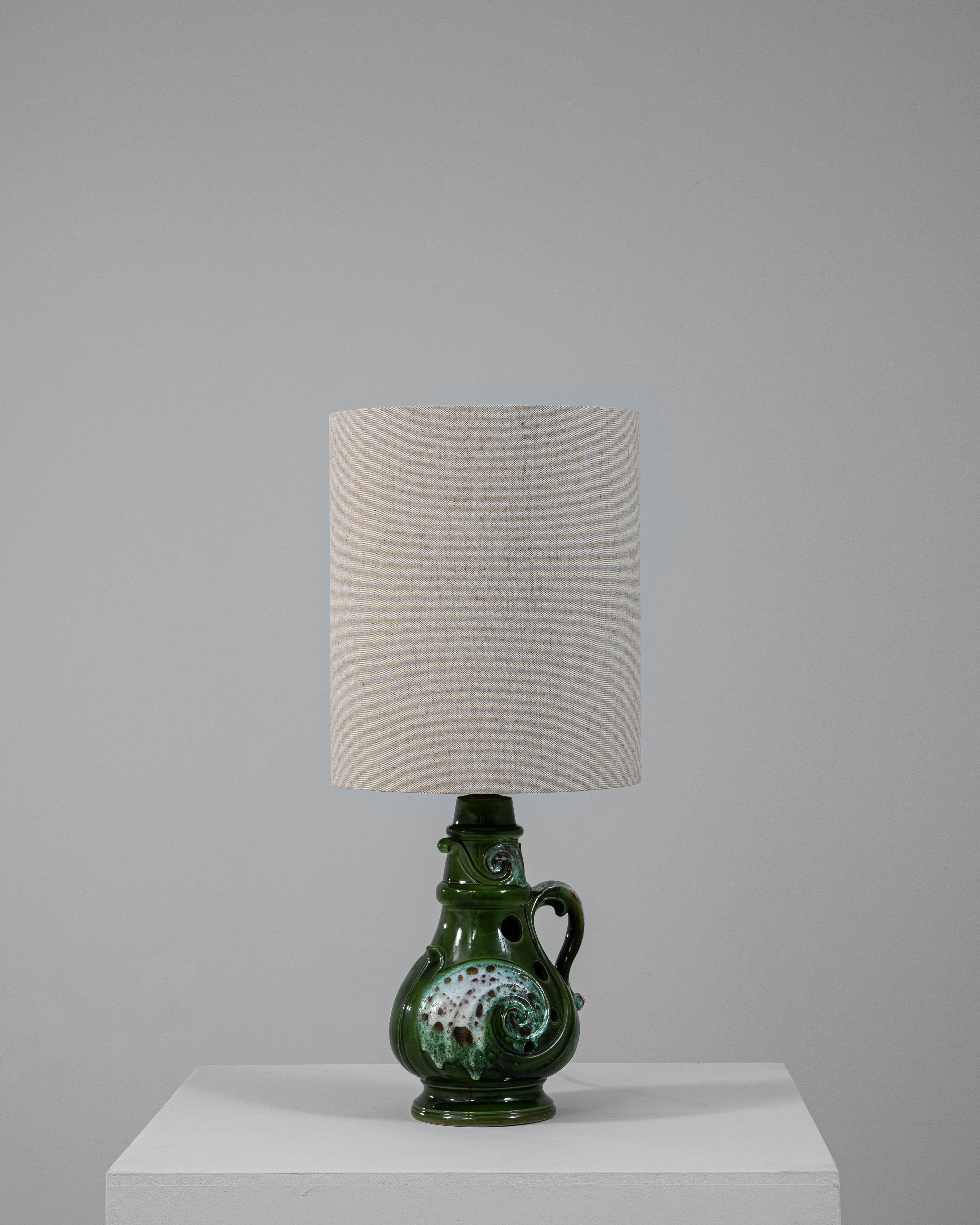 20th Century German Green Fat Lava Glazed Ceramic Table Lamp For Sale 2