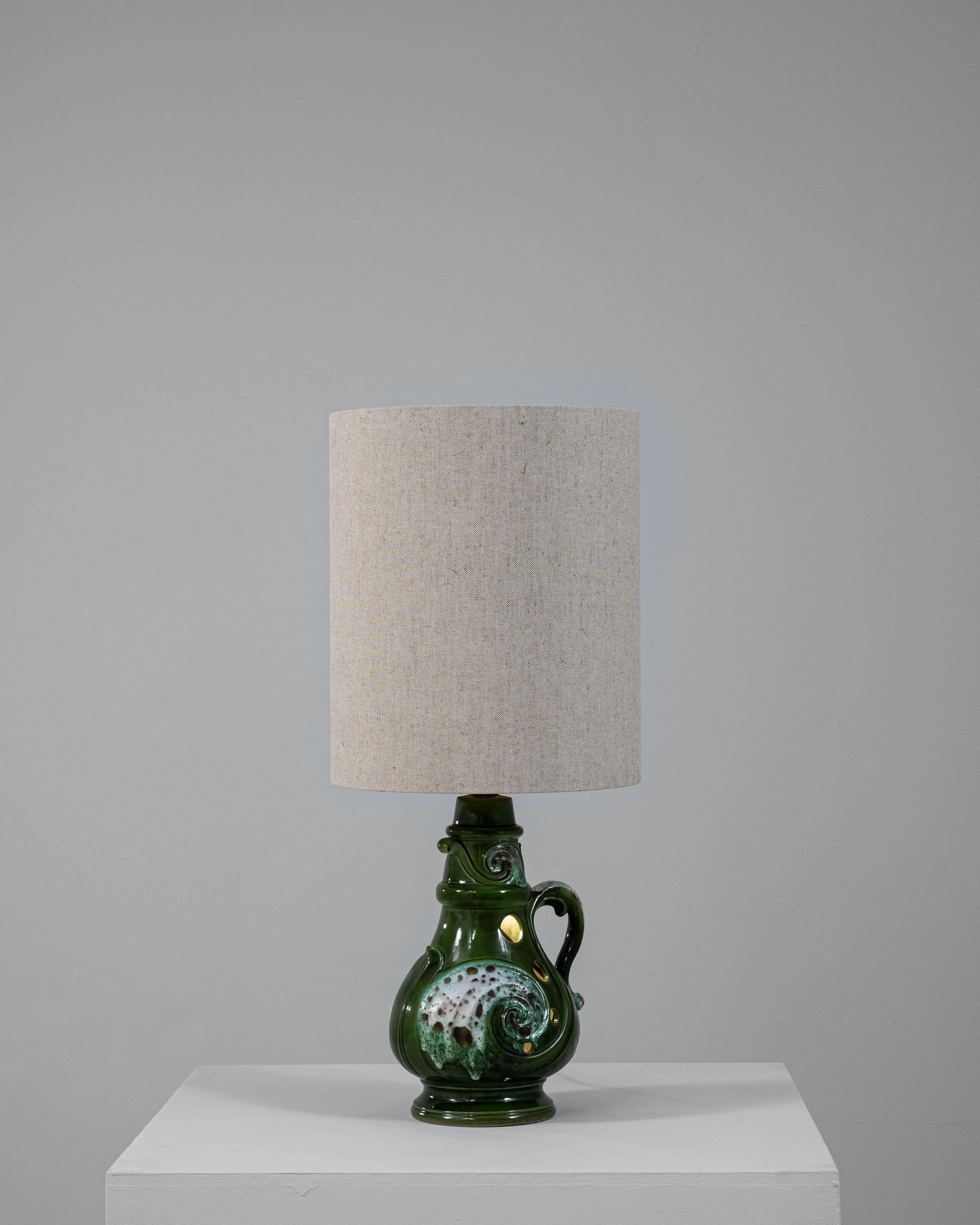 20th Century German Green Fat Lava Glazed Ceramic Table Lamp For Sale 3