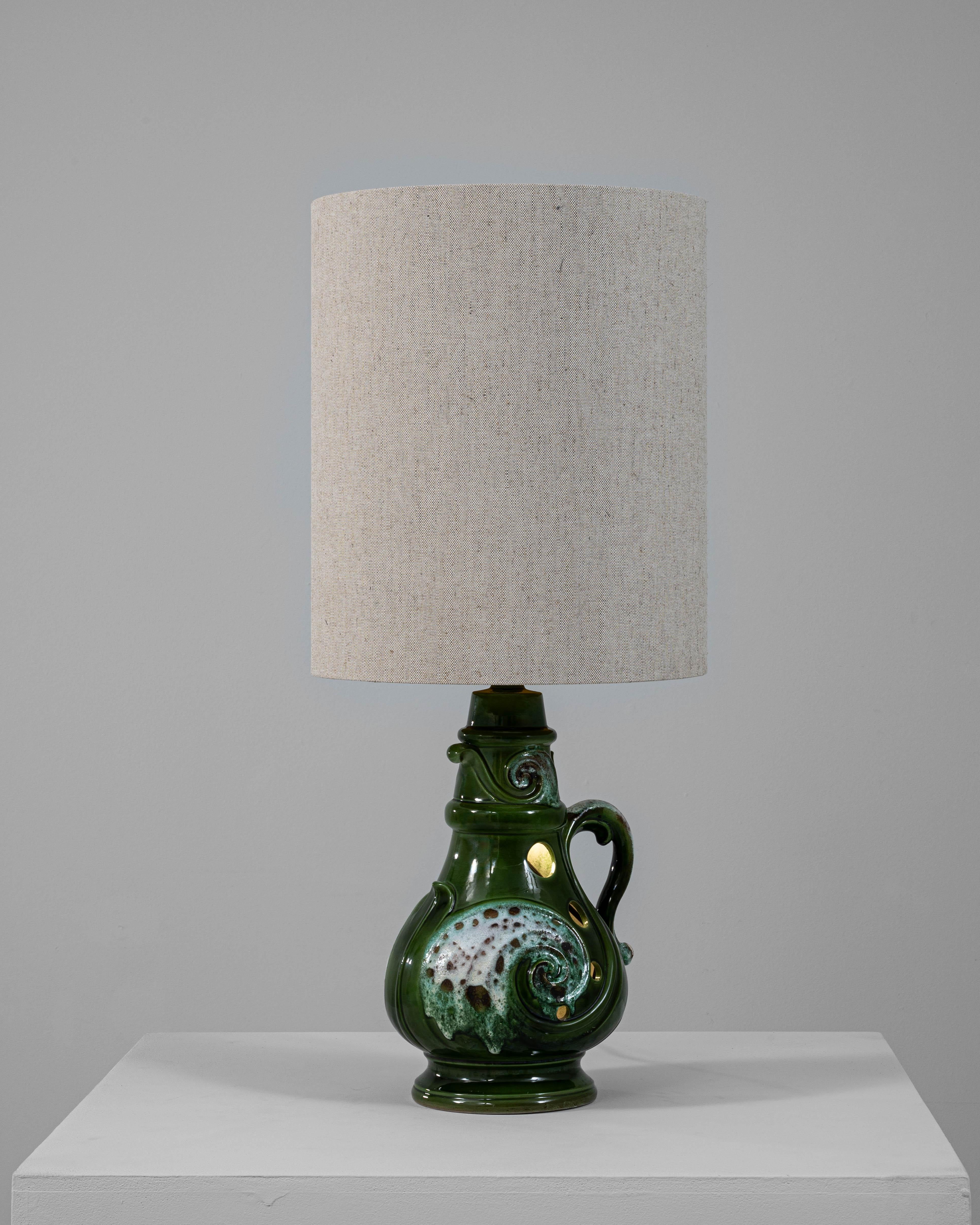 20th Century German Green Fat Lava Glazed Ceramic Table Lamp For Sale 5