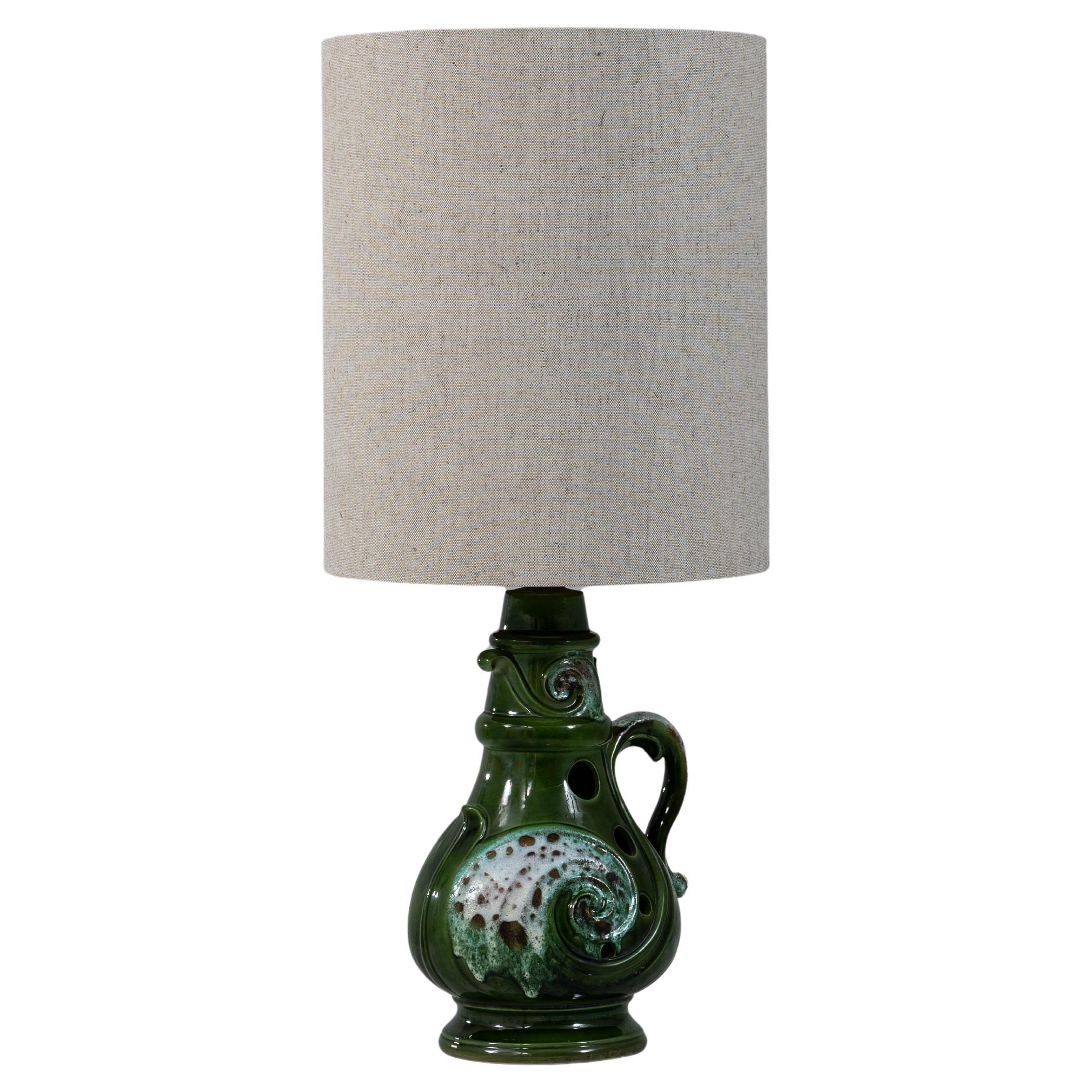 20th Century German Green Fat Lava Glazed Ceramic Table Lamp