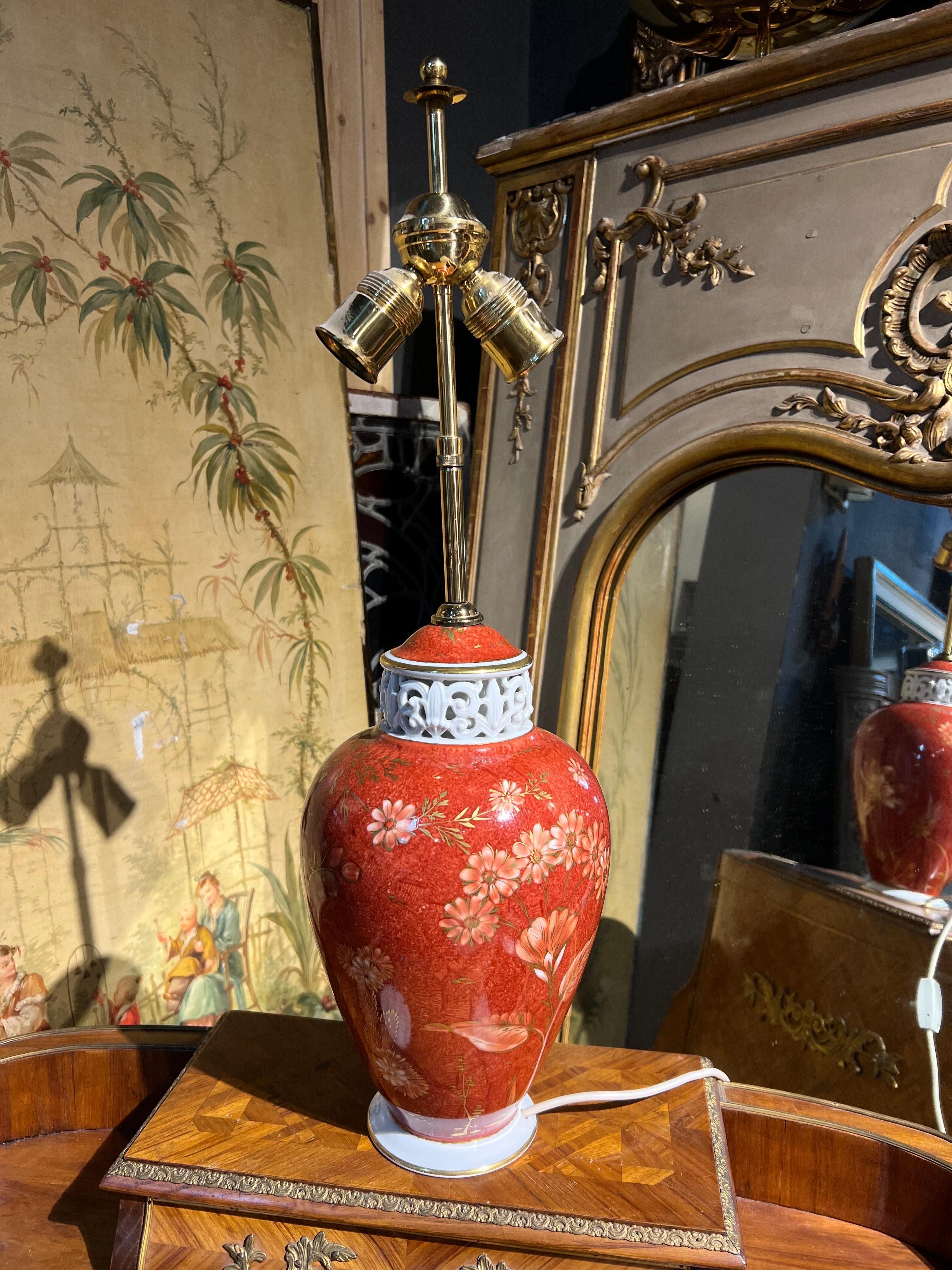 20ième siècle Lampe de table allemande du 20e siècle en céramique peinte à la main par Rosenthal en vente