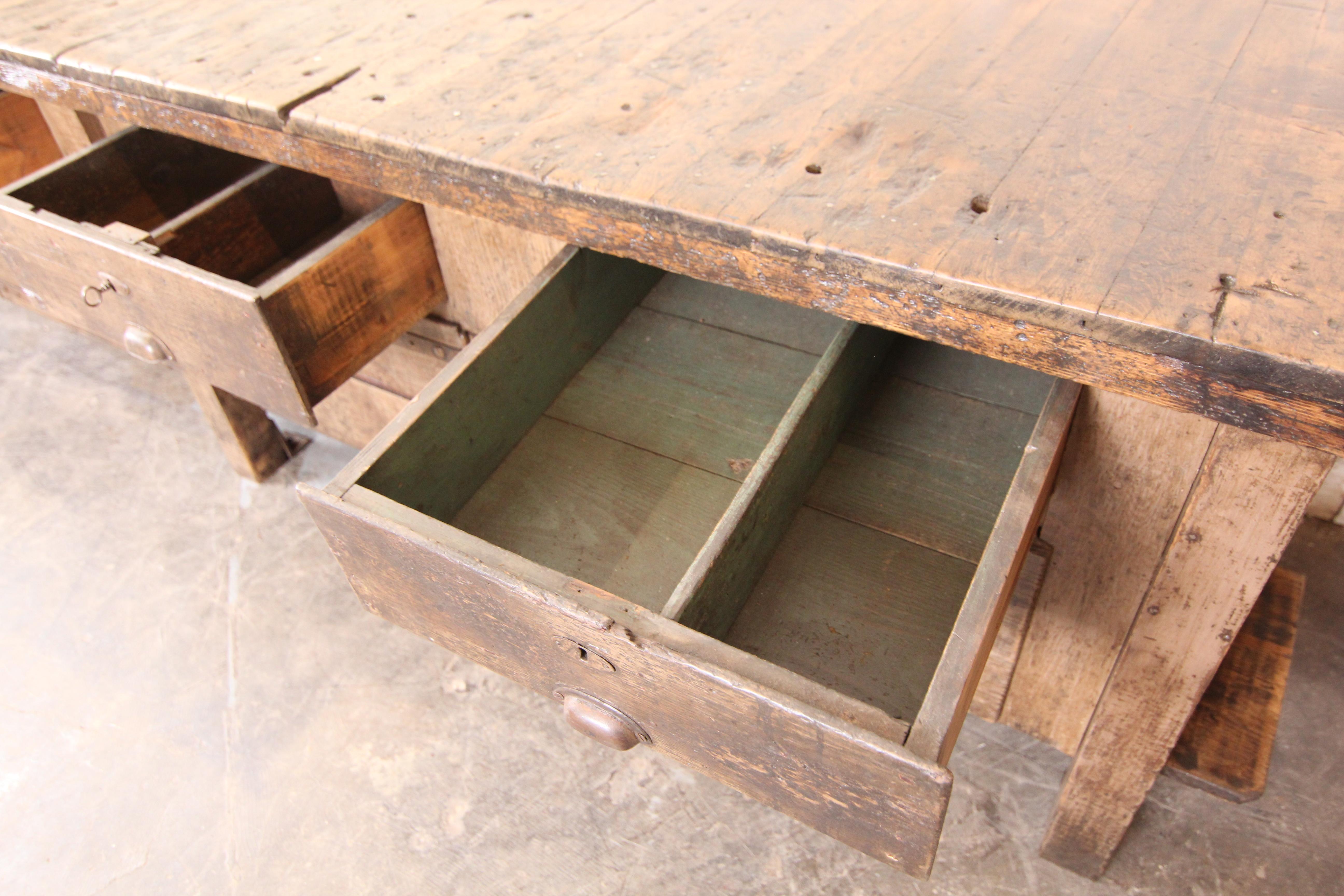 20th Century German Industrial Workbench with Doors and Drawers 5