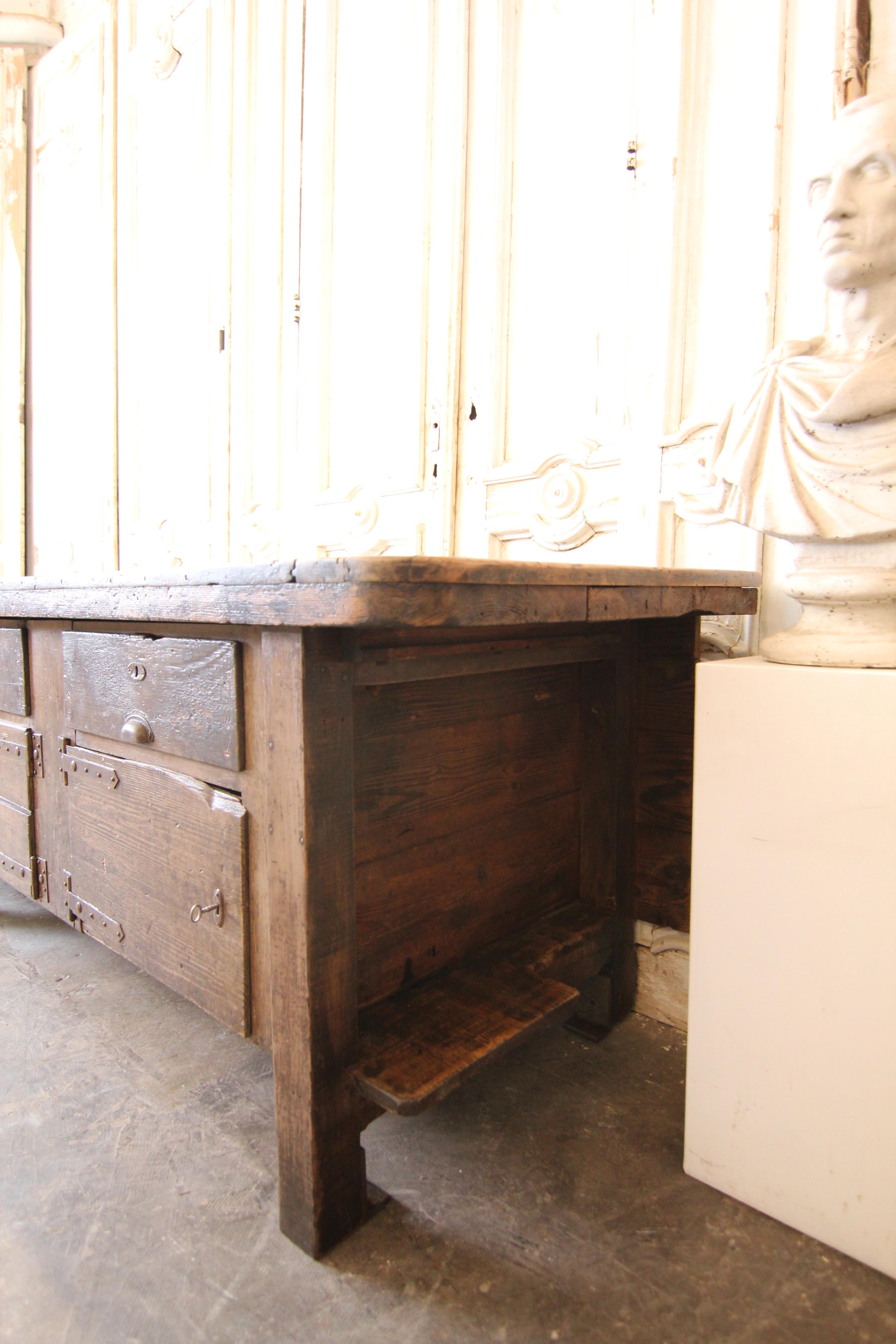 20th Century German Industrial Workbench with Doors and Drawers 10