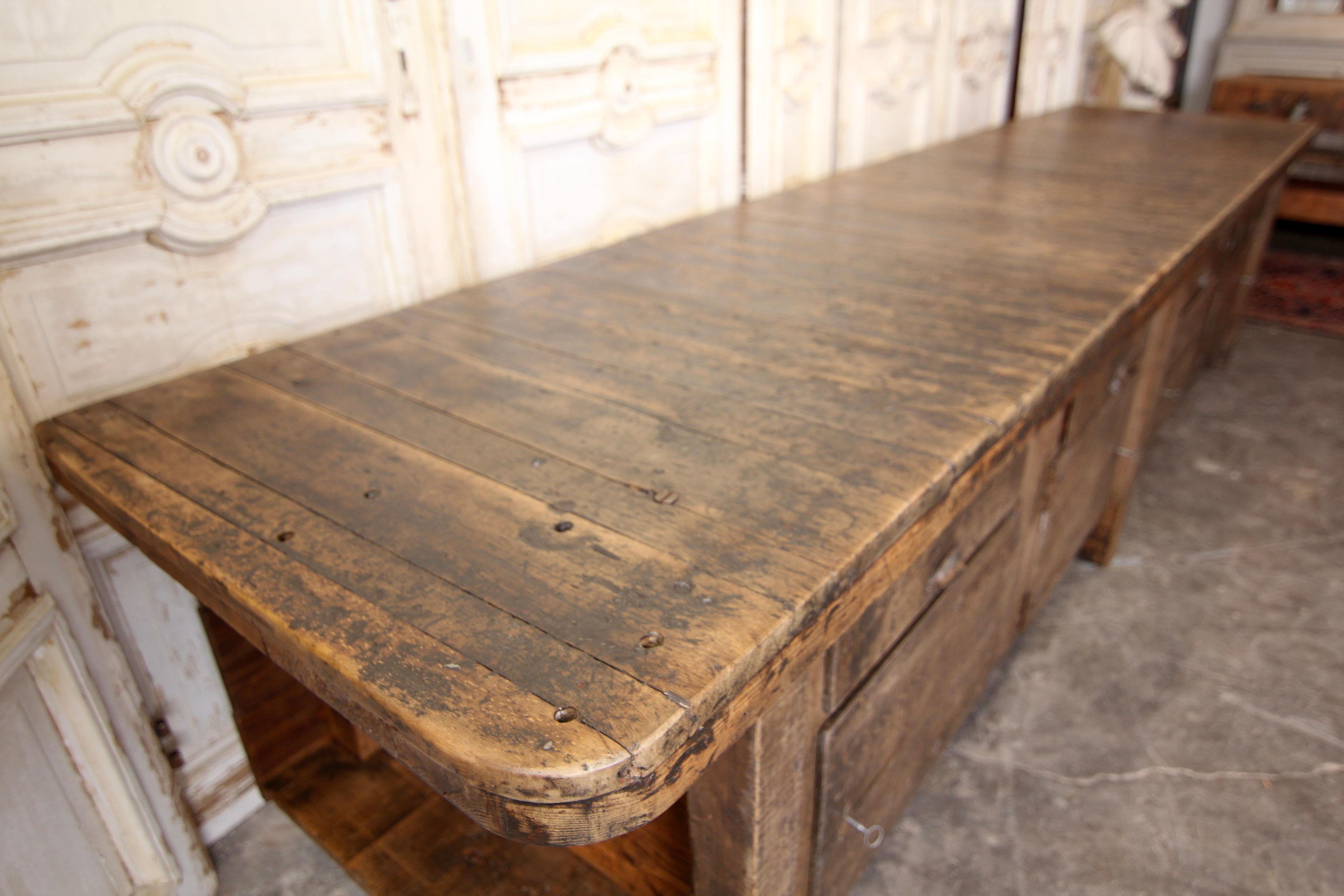 20th Century German Industrial Workbench with Doors and Drawers 12