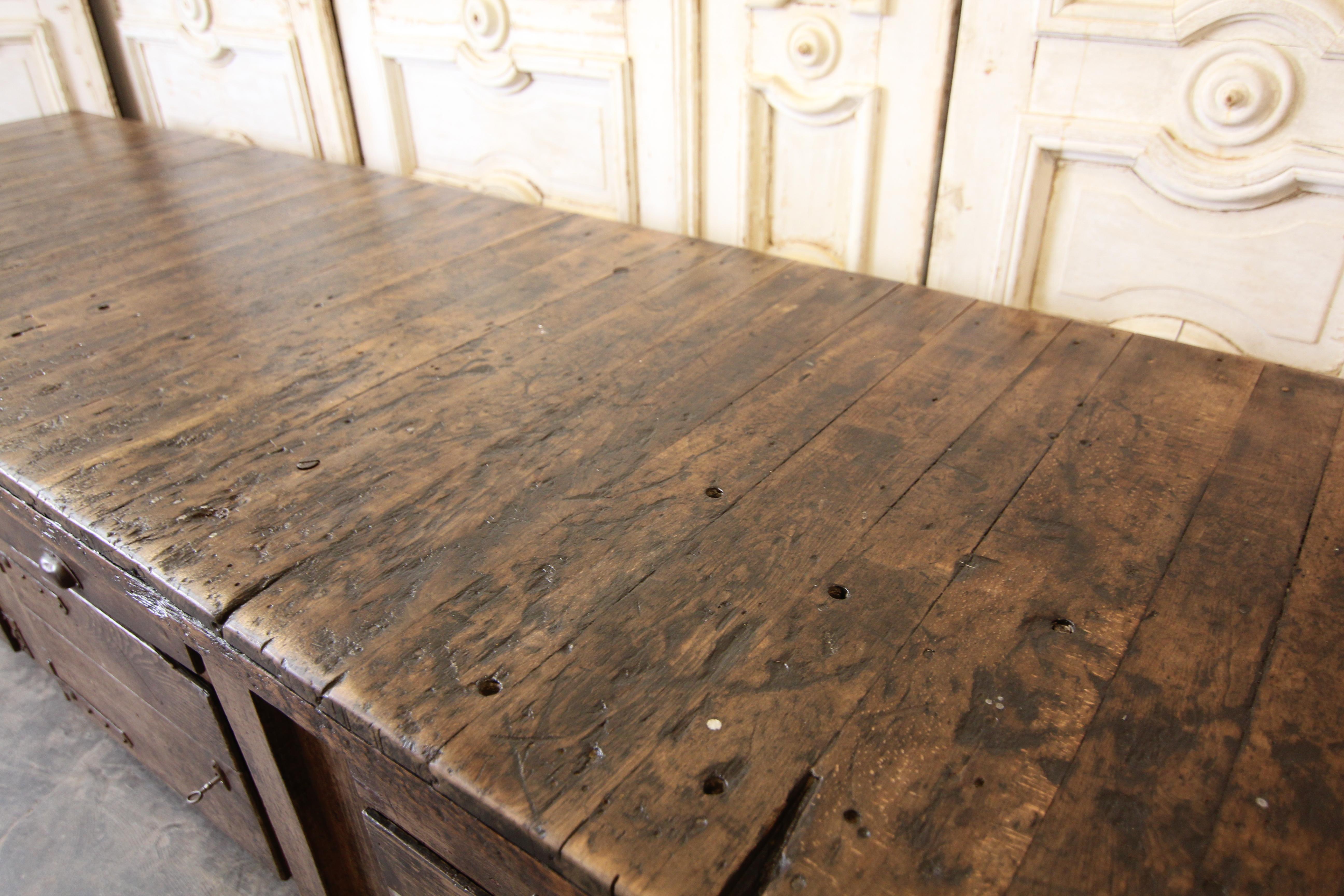 20th Century German Industrial Workbench with Doors and Drawers 13
