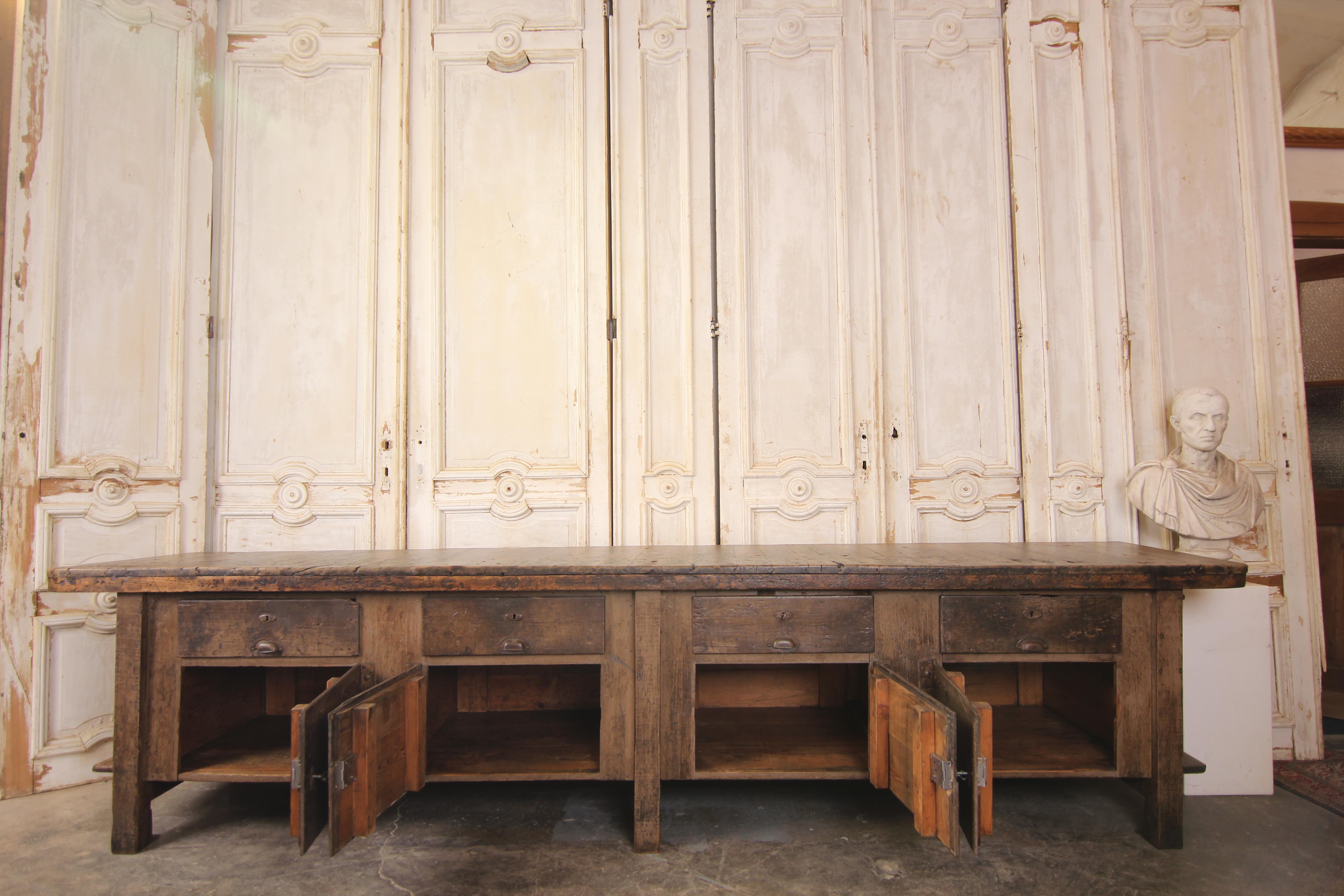 industrial workbench with drawers