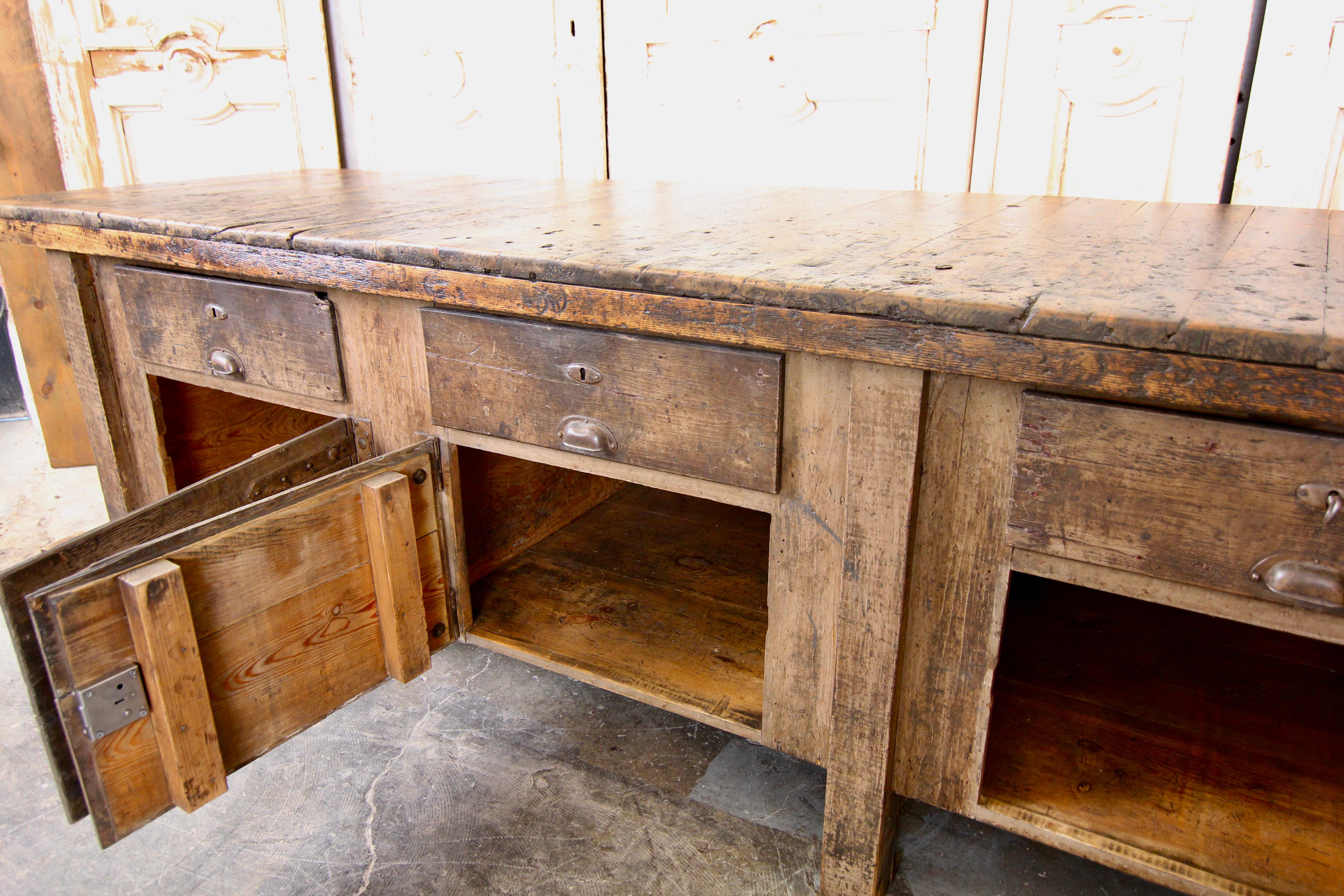 20th Century German Industrial Workbench with Doors and Drawers In Good Condition In Dusseldorf, DE