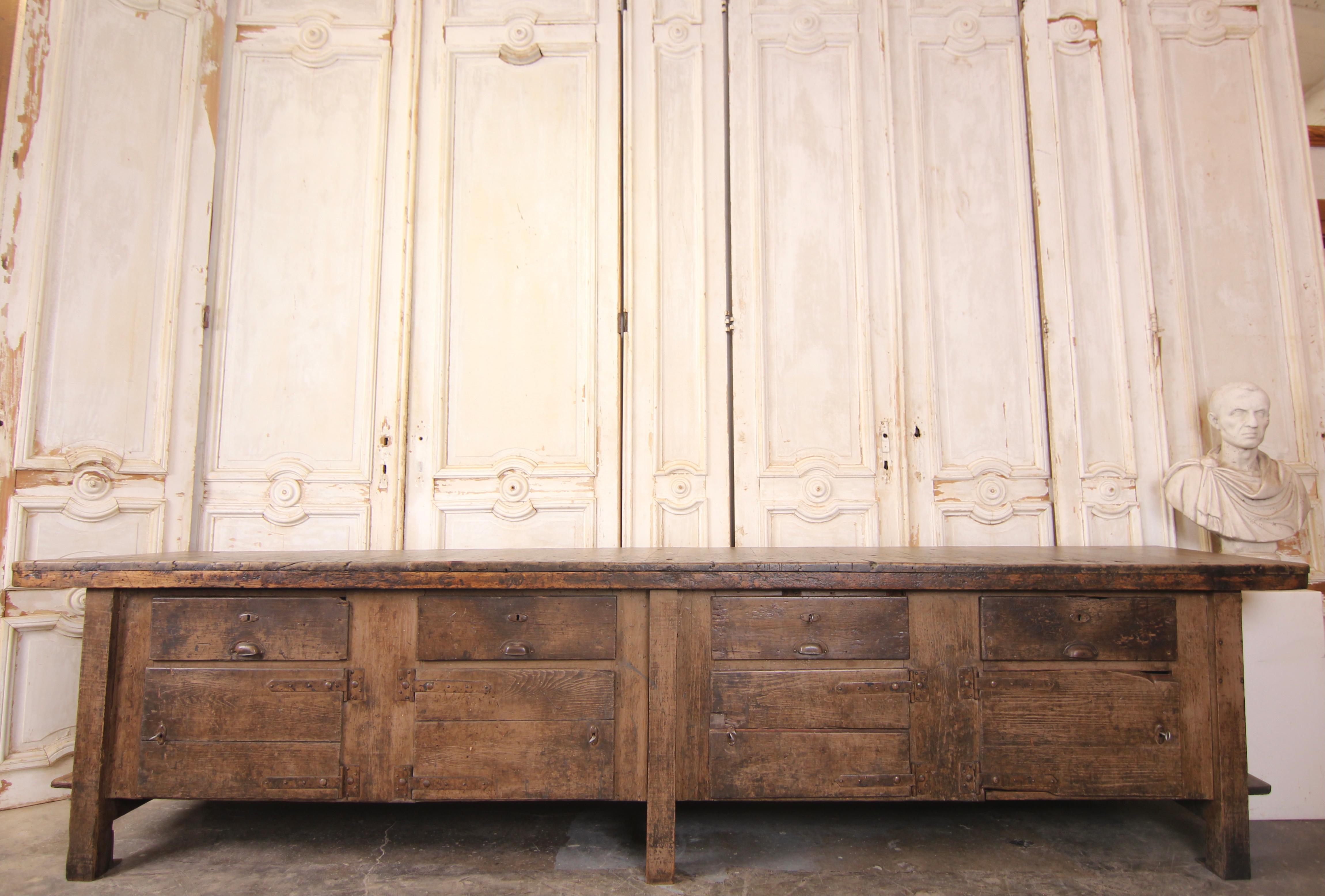 20th Century German Industrial Workbench with Doors and Drawers 2
