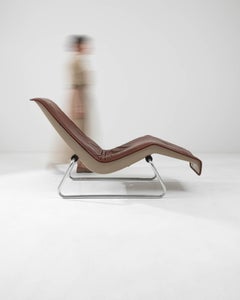 Mid-Century German Leather Armchair, Cognac, Metal Legs, 20th Century
