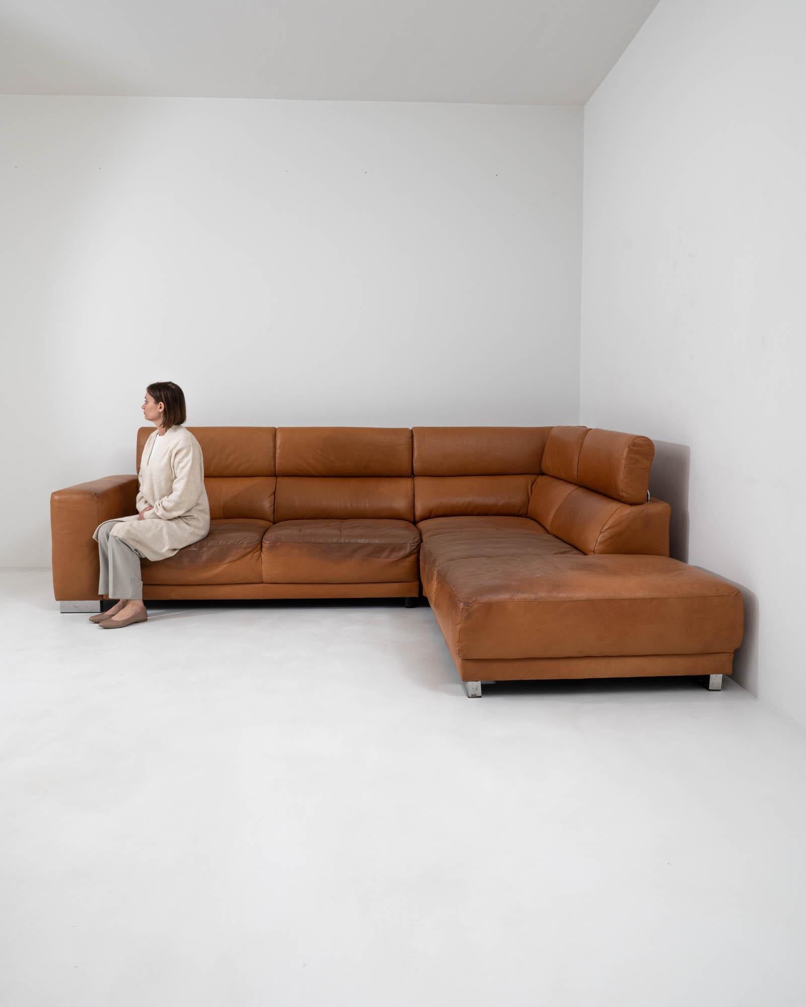 Mid-Century Modern 20th Century German Leather Corner Sofa