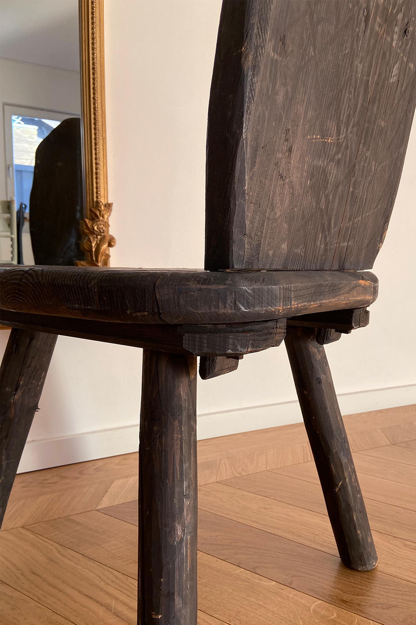 Hand-Carved 20th century German made Brutalist Chair For Sale