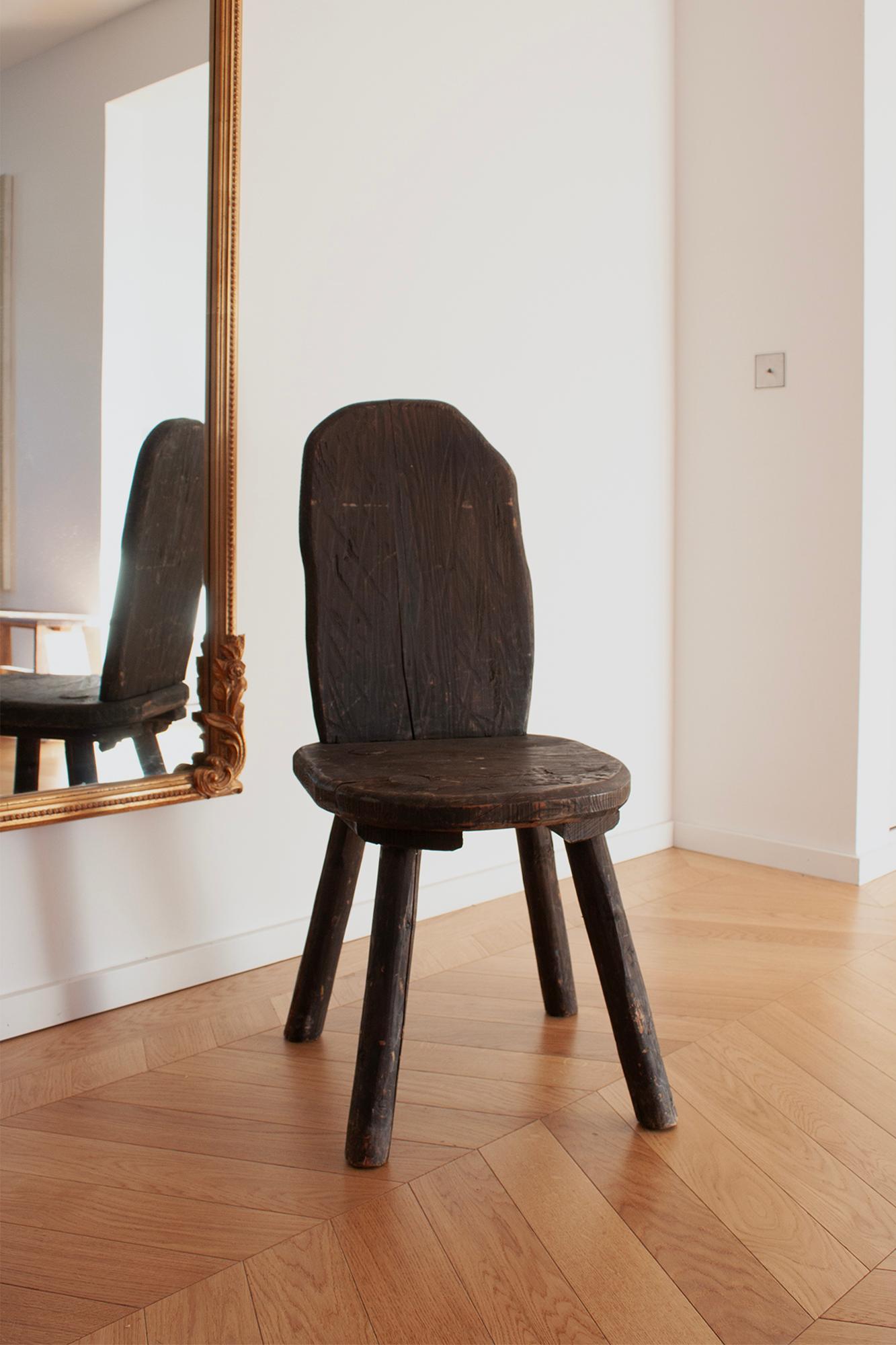 Wood 20th century German made Brutalist Chair For Sale