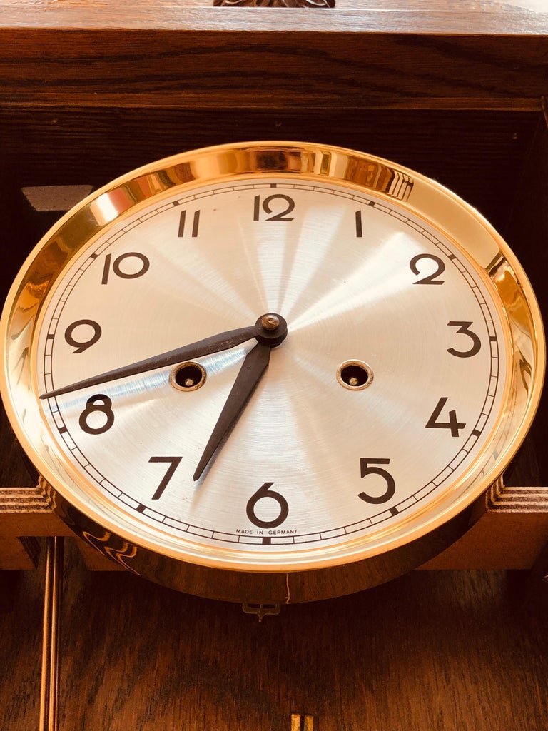 20th Century German Mechanical Regulatory Walnut Wall Clock at 1stDibs