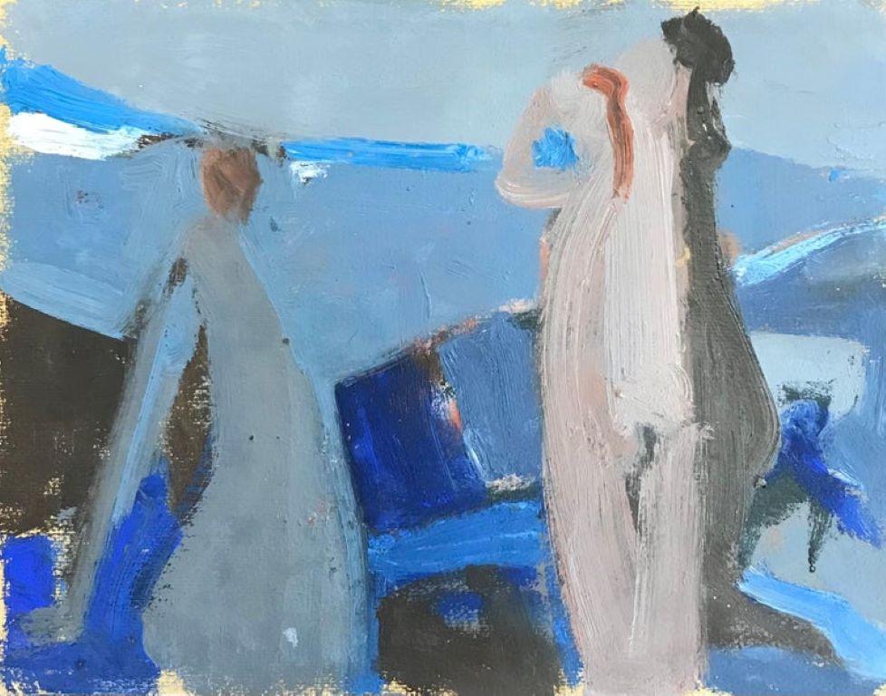 Siglo XX Pintura al óleo modernista alemana Figuras abstractas en Bueno estado para la venta en Cirencester, GB
