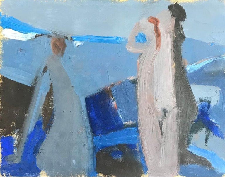 20th Century German Modernist Oil Painting Abstract Figures In Good Condition For Sale In Cirencester, GB