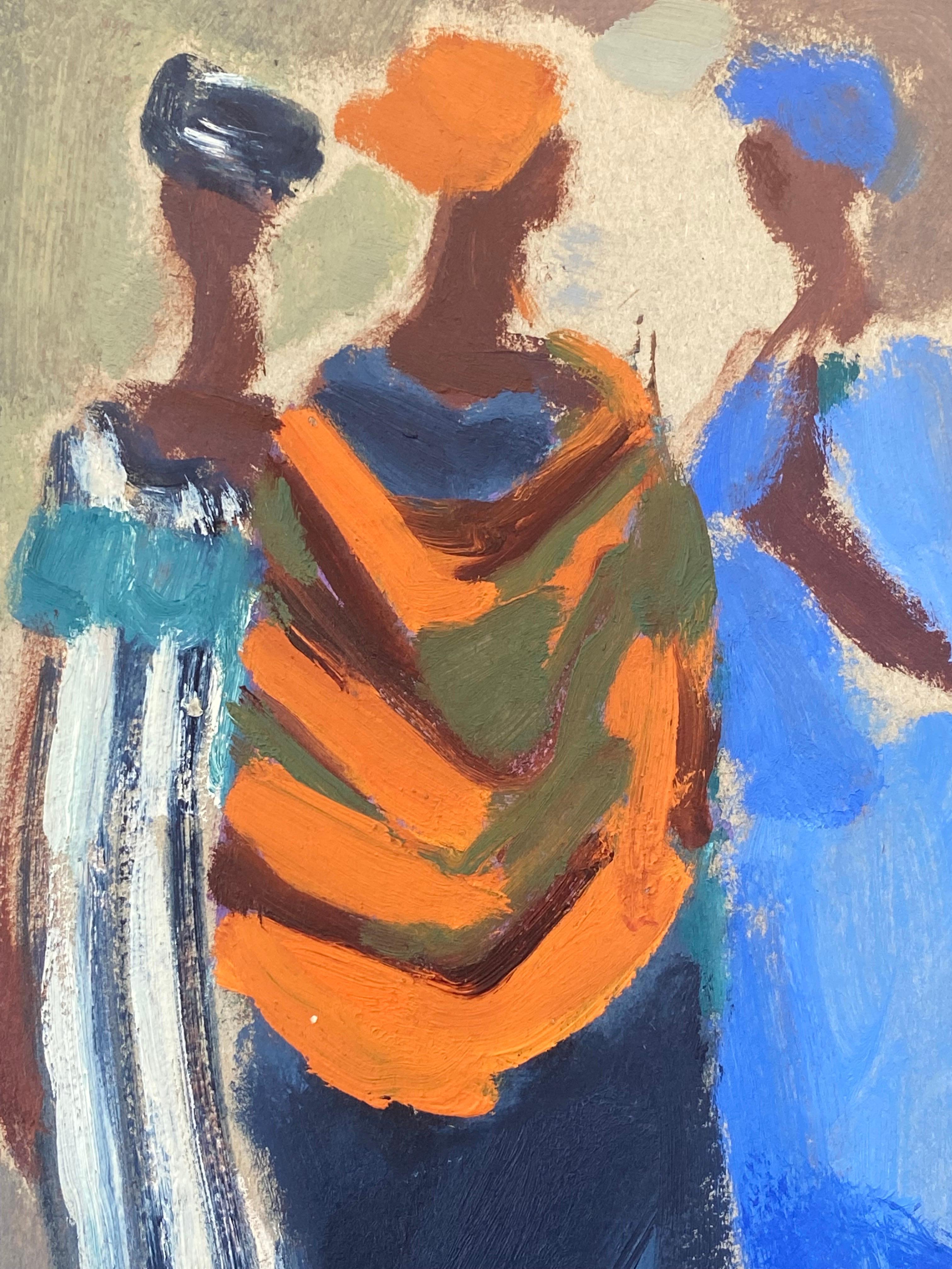 20th Century German Modernist Oil Painting, Three Figures 1