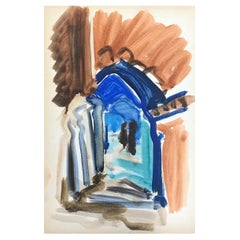 20th Century German Modernist Oil Painting, through the Colourful Archway
