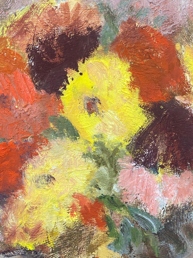 Other 20th Century German Modernist Oil Painting, Vibrant Flowers in Vase For Sale