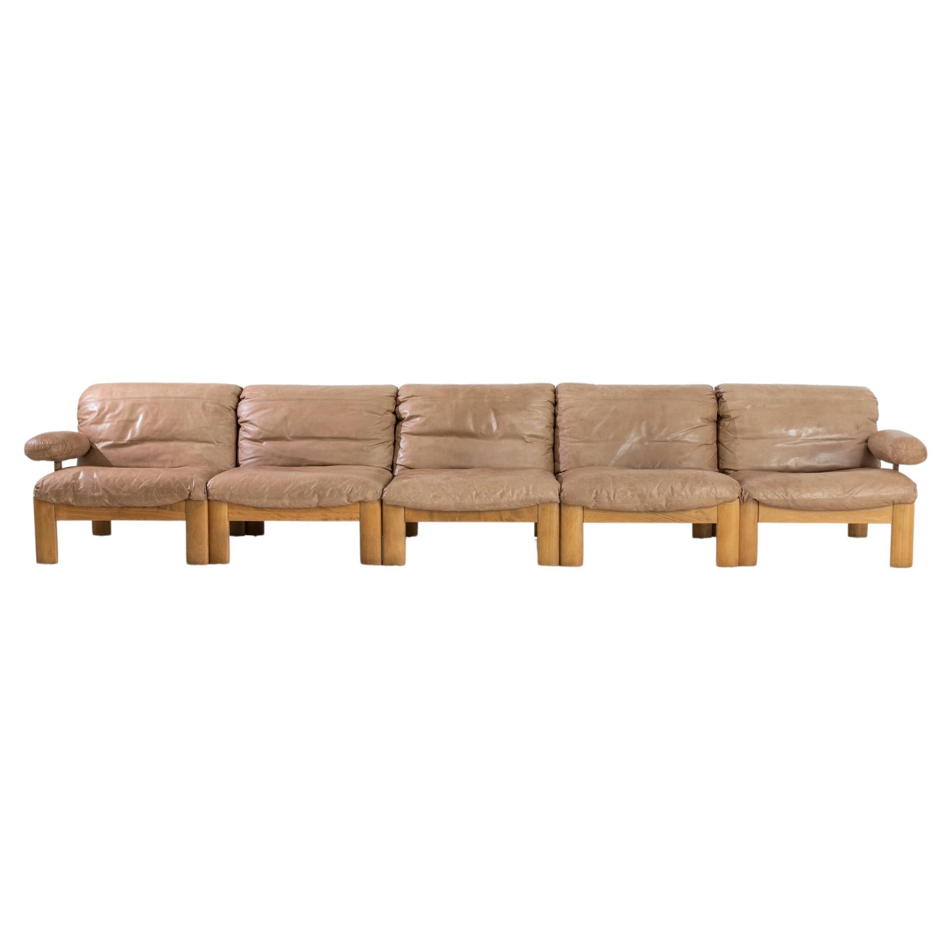 20th Century German Modular Leather Sofa, Set of Five