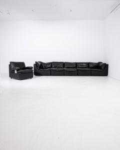 20th Century German Modular Leather Sofa with Armchair