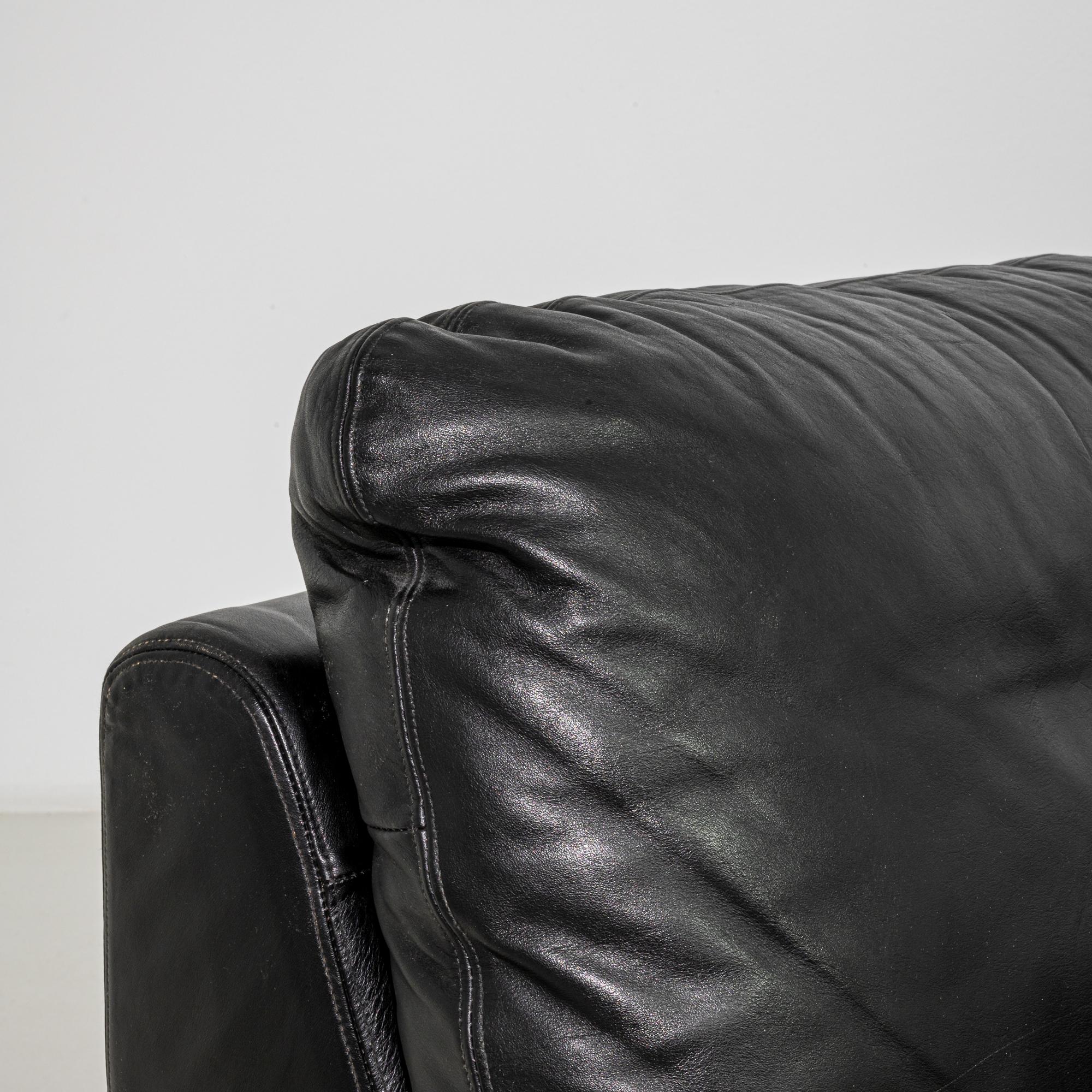 20th Century German Modular Leather Sofa with Armchair 1