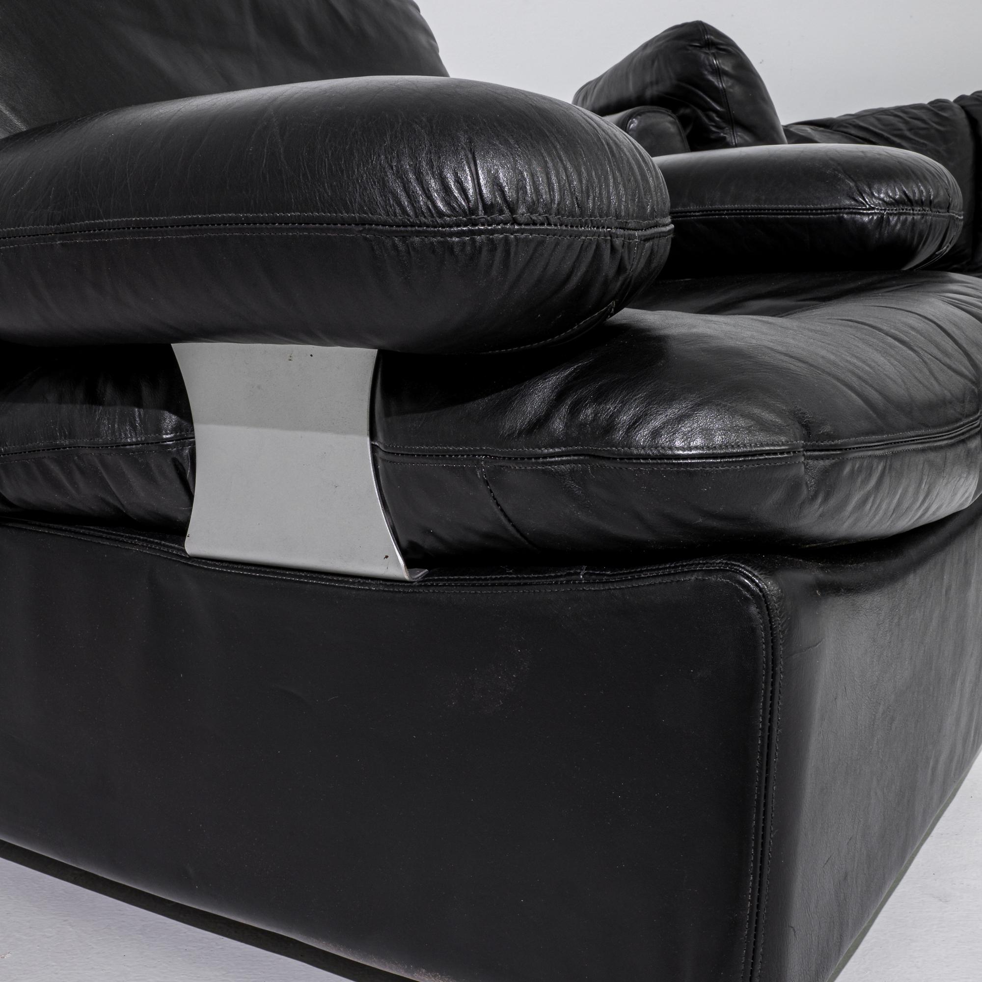 20th Century German Modular Leather Sofa with Armchair 2