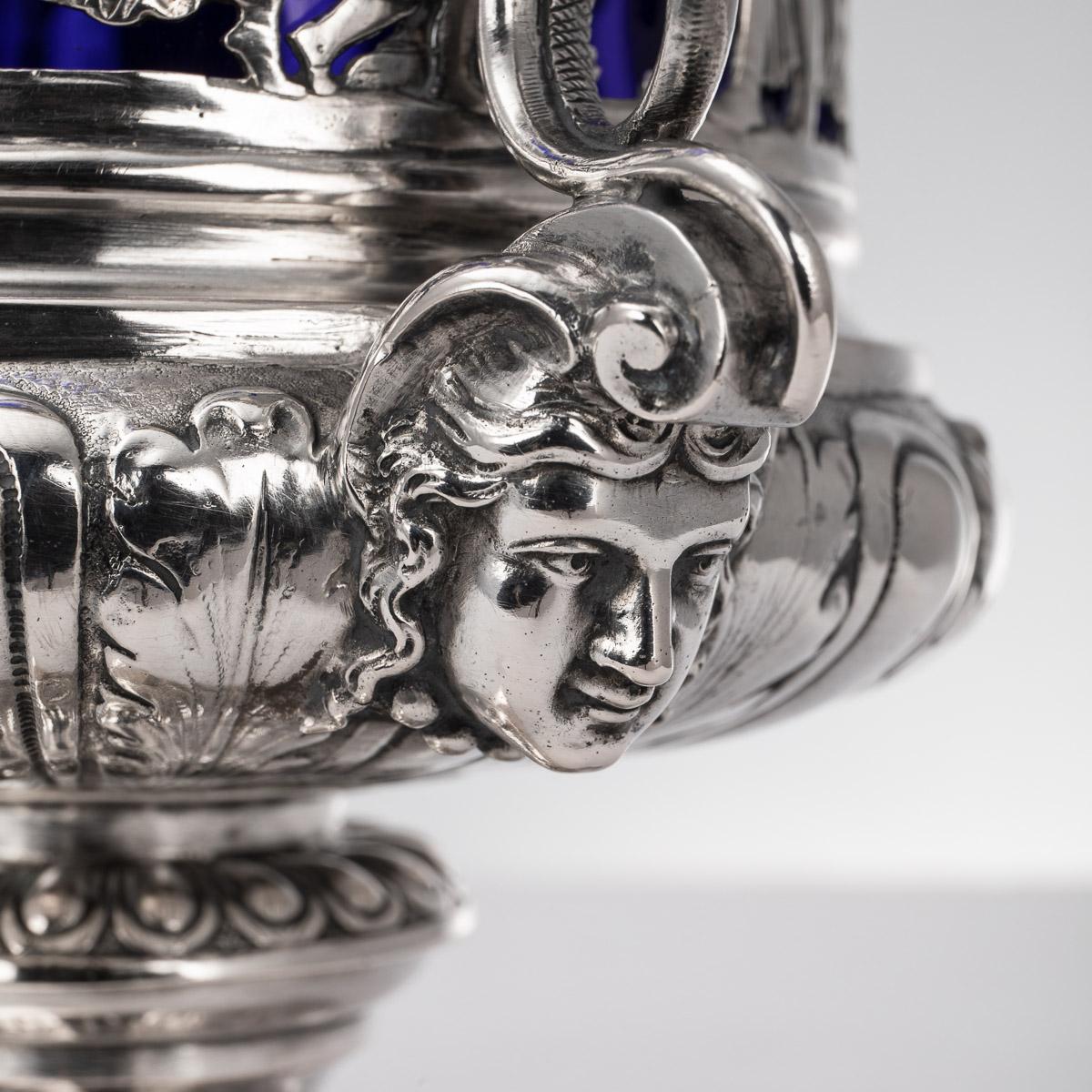 20th Century German Neo-Classical Solid Silver & Glass Wine Coolers, c.1900 For Sale 6