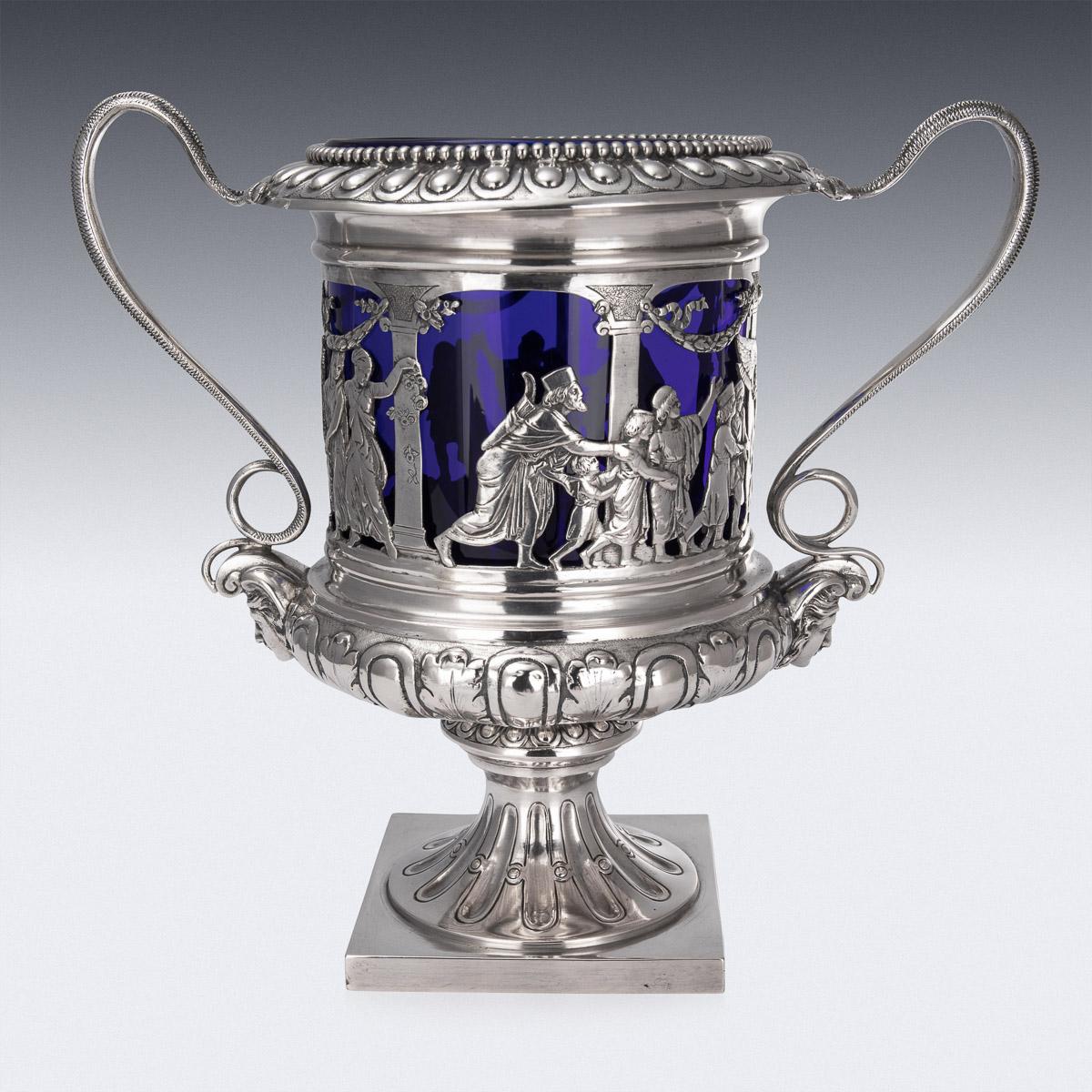 20th Century German Neo-Classical Solid Silver & Glass Wine Coolers, c.1900 1