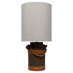 20th Century German Orange Ceramic Table Lamp With Rope Handle