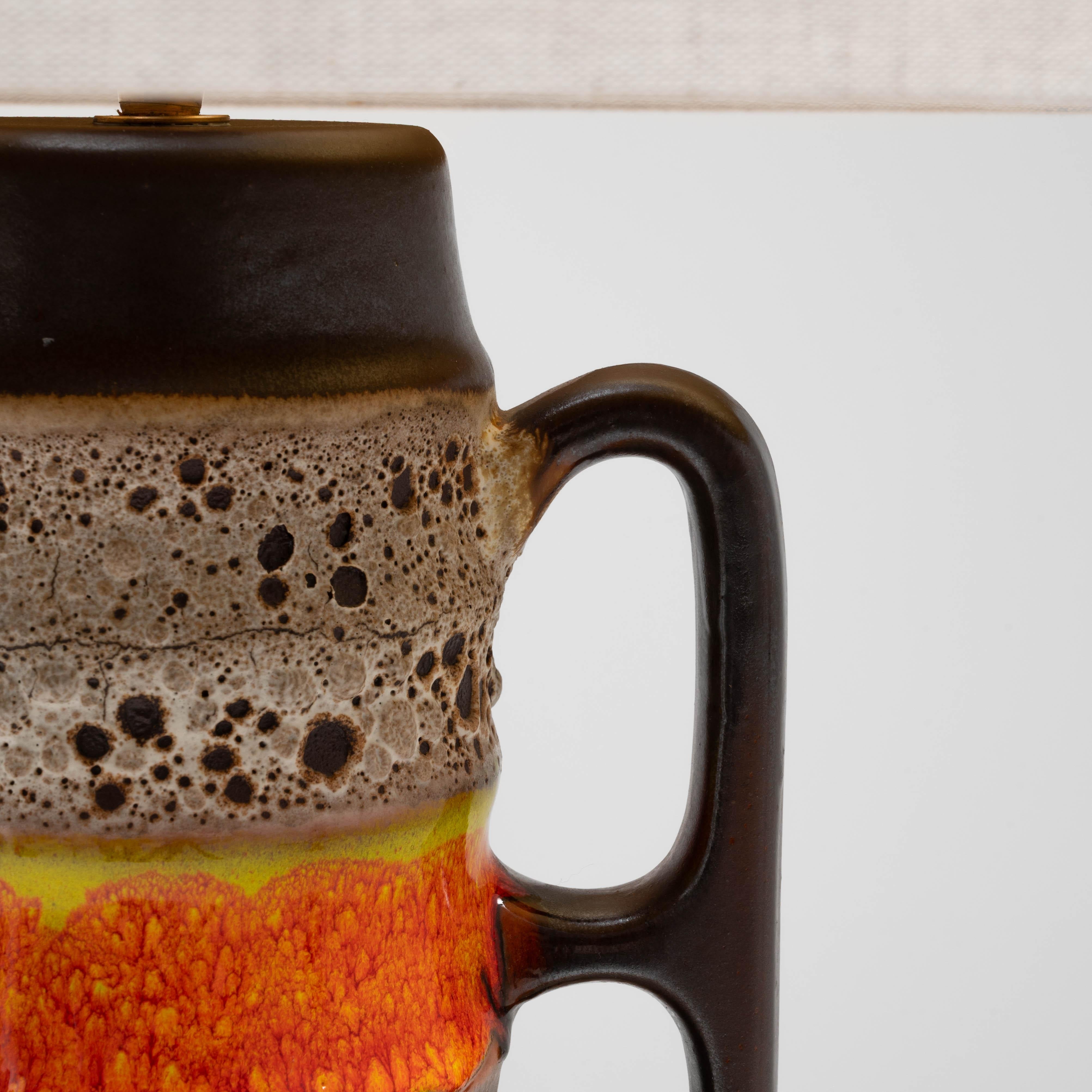 Lampe de table allemande du 20e siècle en céramique orange à lave grasse en vente 5