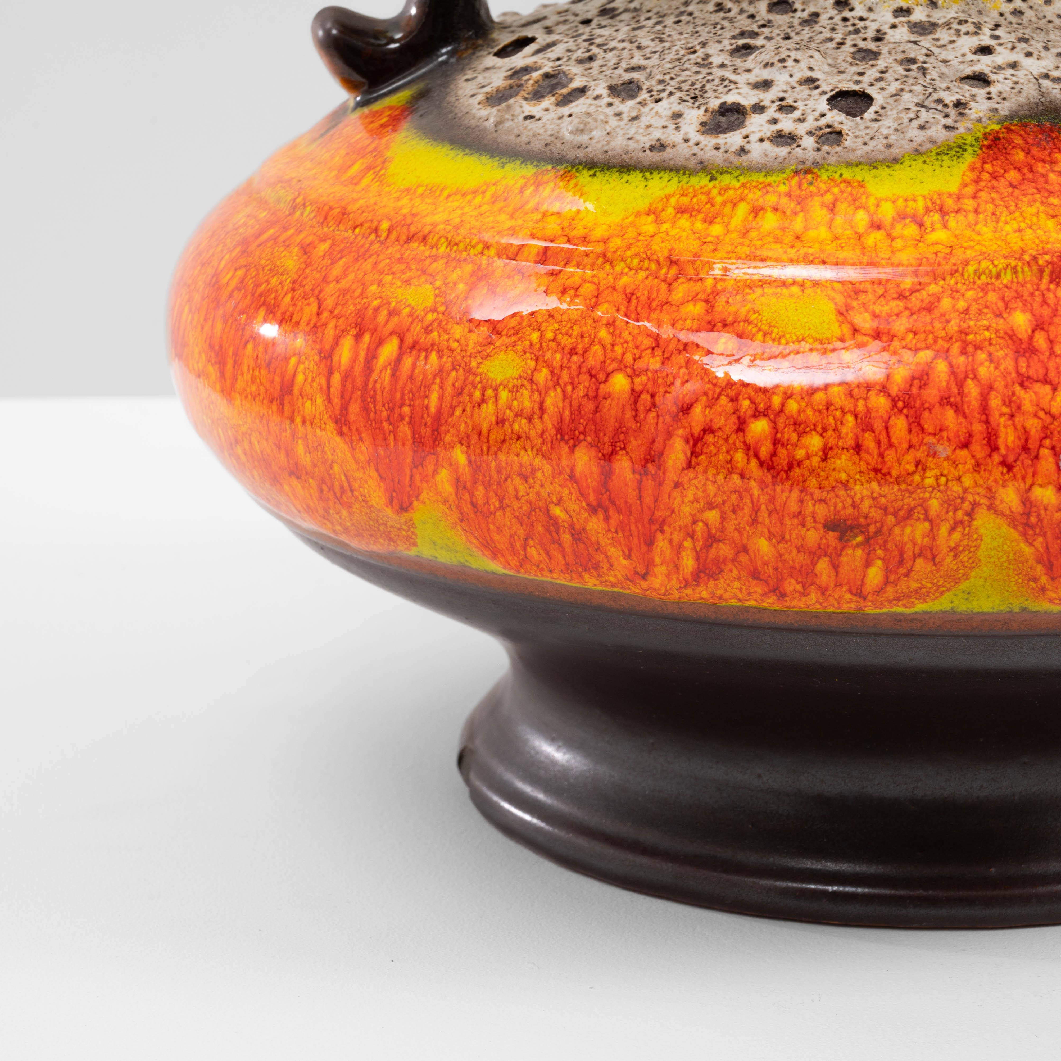 Lampe de table allemande du 20e siècle en céramique orange à lave grasse en vente 6