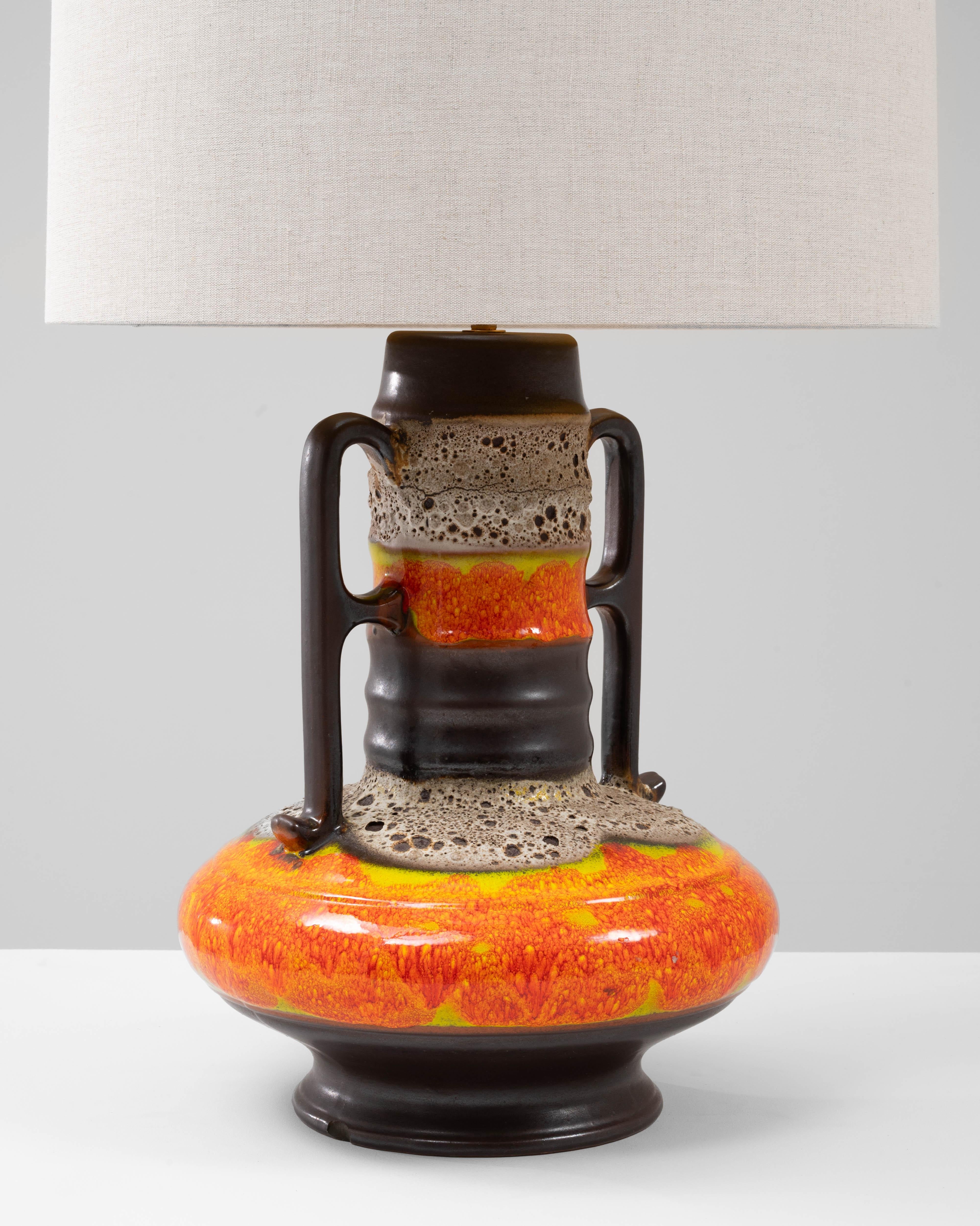 Lampe de table allemande du 20e siècle en céramique orange à lave grasse en vente 2