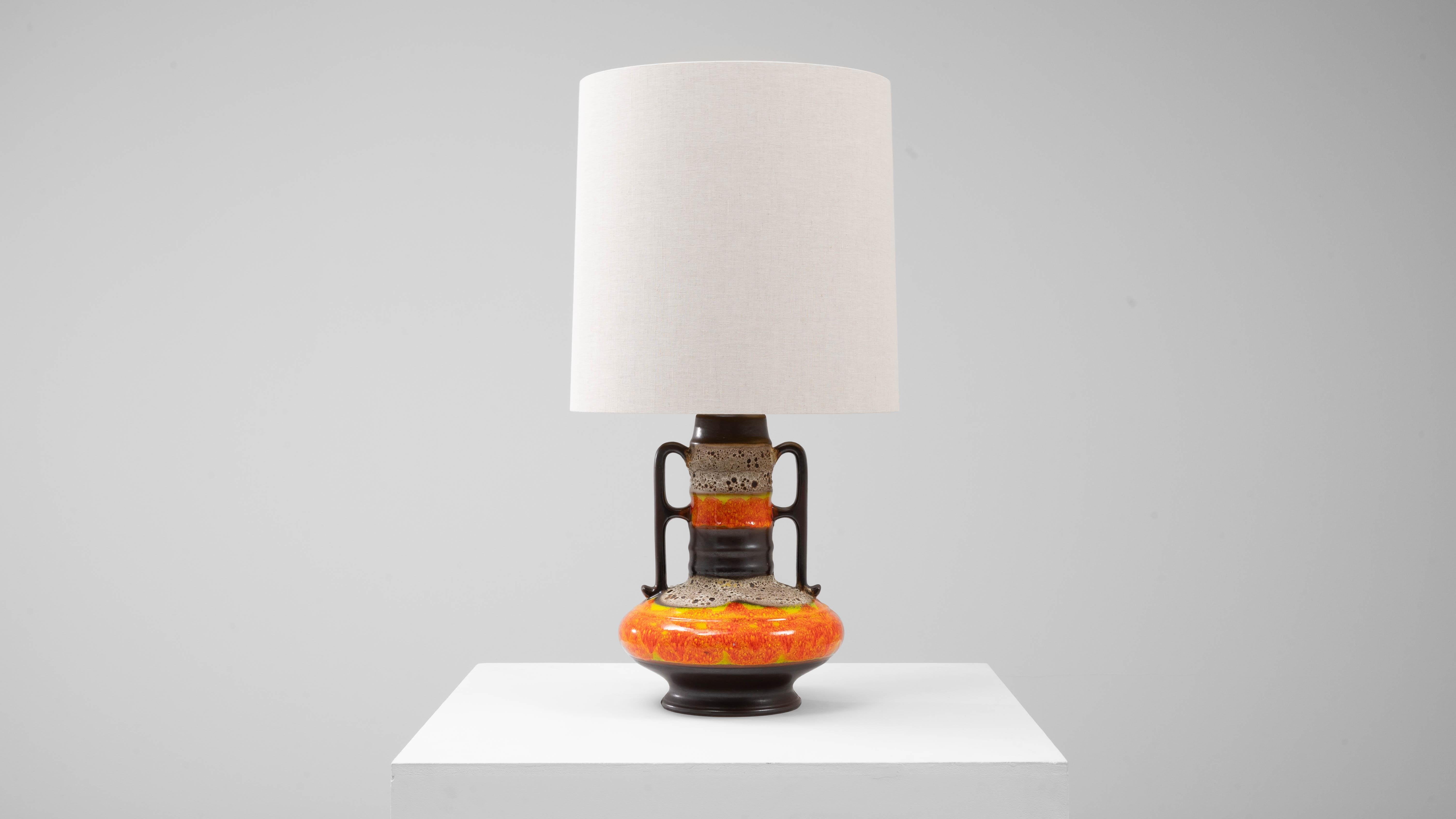 Lampe de table allemande du 20e siècle en céramique orange à lave grasse en vente 3