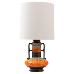 20th Century German Orange Fat Lava Ceramic Table Lamp