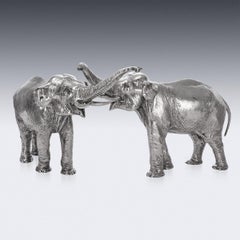 20th Century German Pair of Silver Plated Elephants, J.P. Kayser & Sohne, c.1900