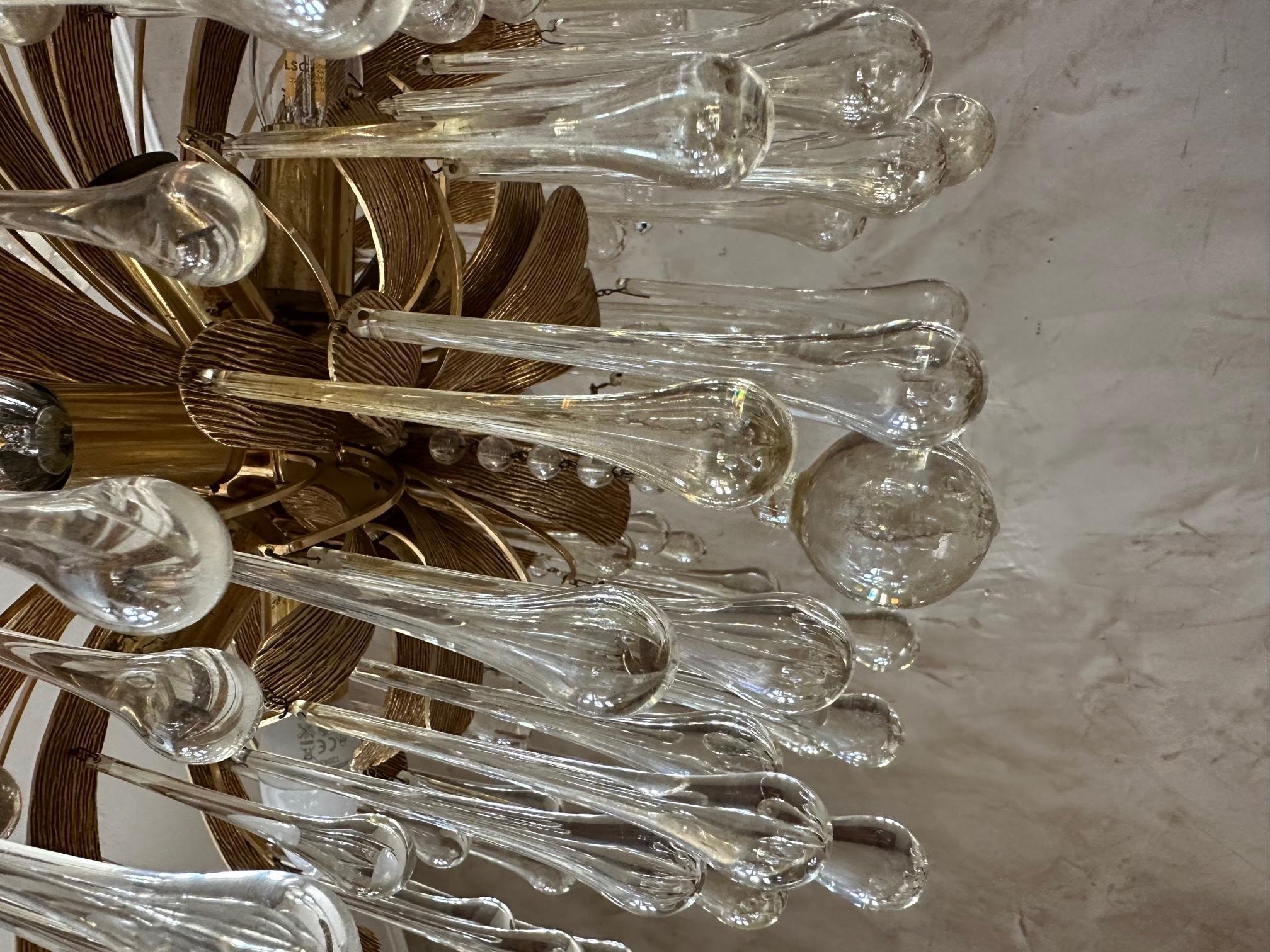 Deutscher Palwa Murano-Glas- und Messing-Kronleuchter des 20. Jahrhunderts, 1970er Jahre im Angebot 6