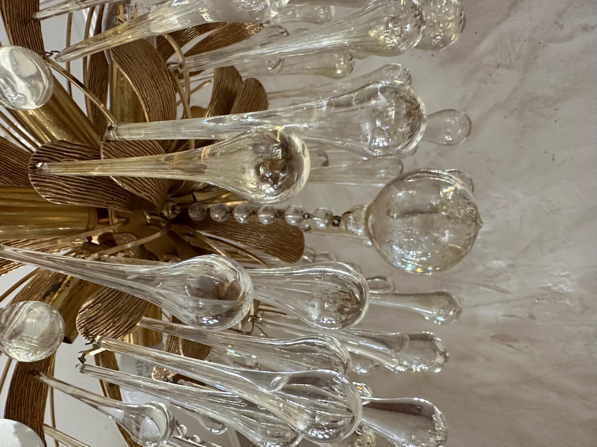 Deutscher Palwa Murano-Glas- und Messing-Kronleuchter des 20. Jahrhunderts, 1970er Jahre im Angebot 7