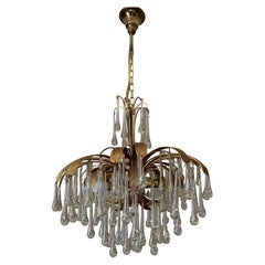 20th century German Palwa Murano Glass and Brass Chandelier, 1970s