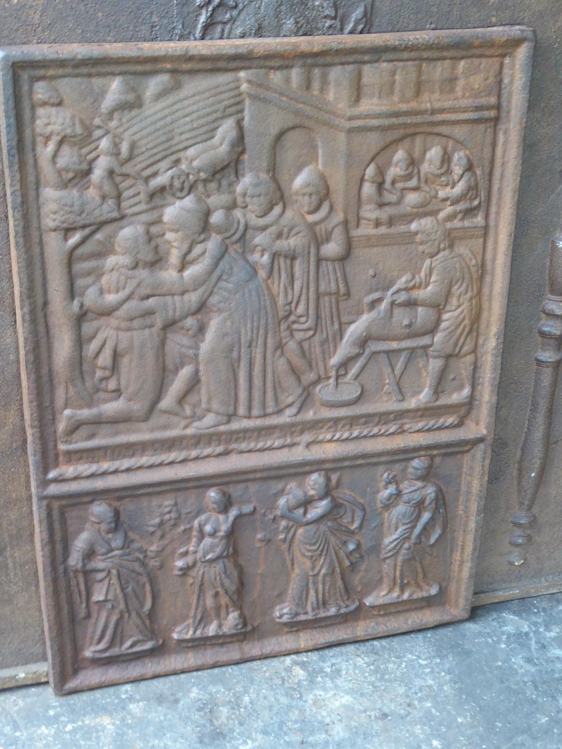 20th Century German 'Parable of the Prodigal Son' Fireback In Good Condition In Amerongen, NL