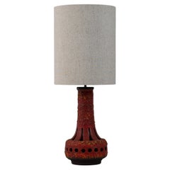 20th Century German Pierced Red Lava Glazed Ceramic Table Lamp