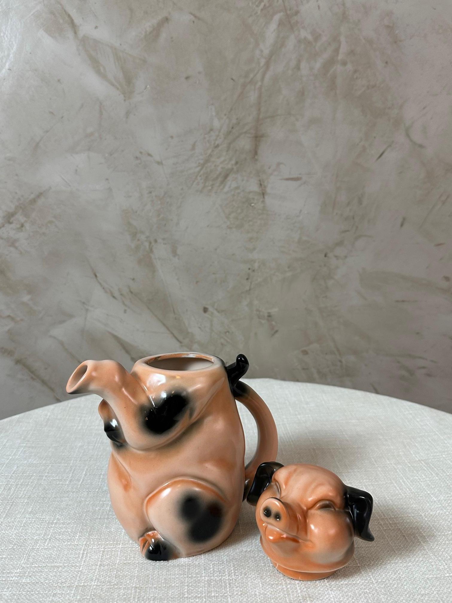 20th century German Pig Porcelain TeaPot, 1950s For Sale 3